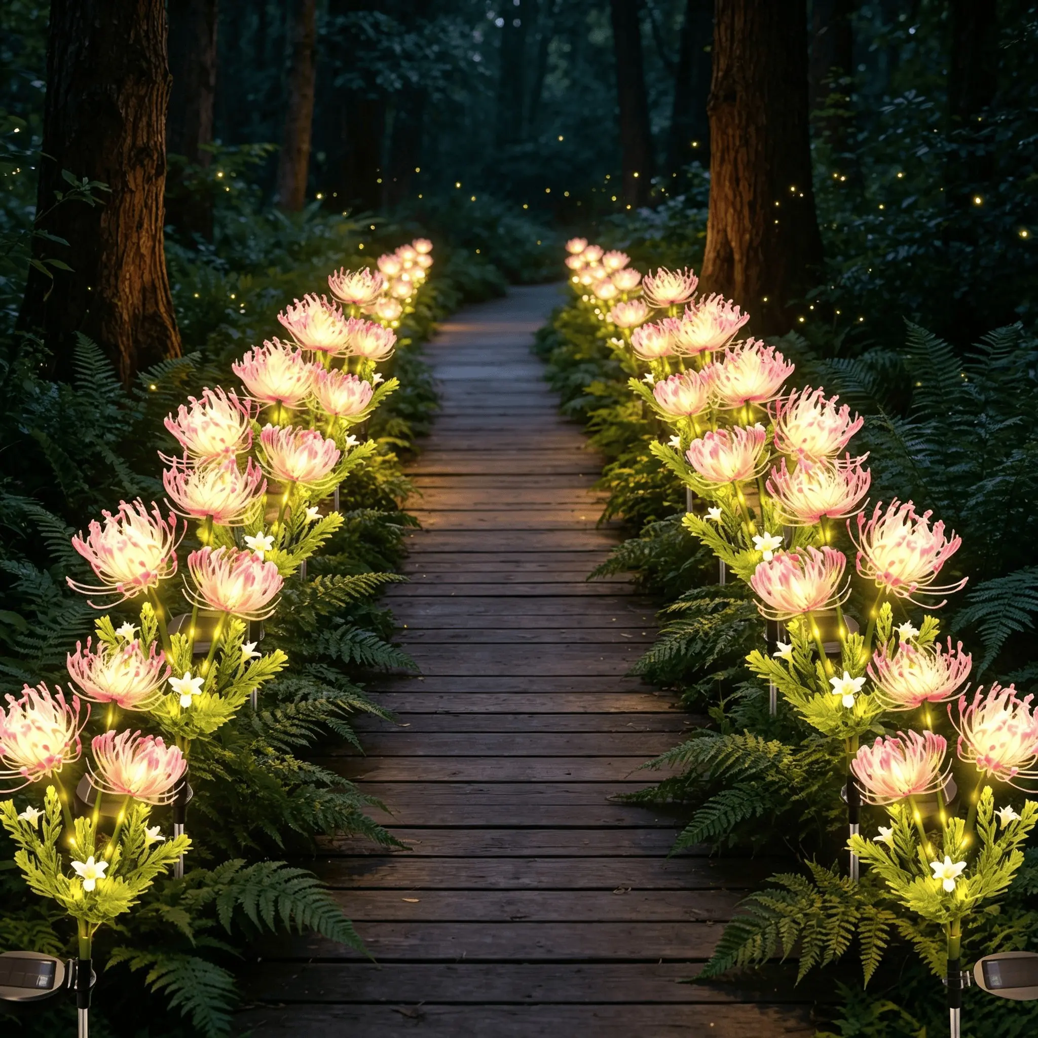 Solar Powered Outdoor Garden Light, 22led Warm Landscape Decorative Floor Lamp, Flower Shape Path Light for Patio, Garden, Courtyard