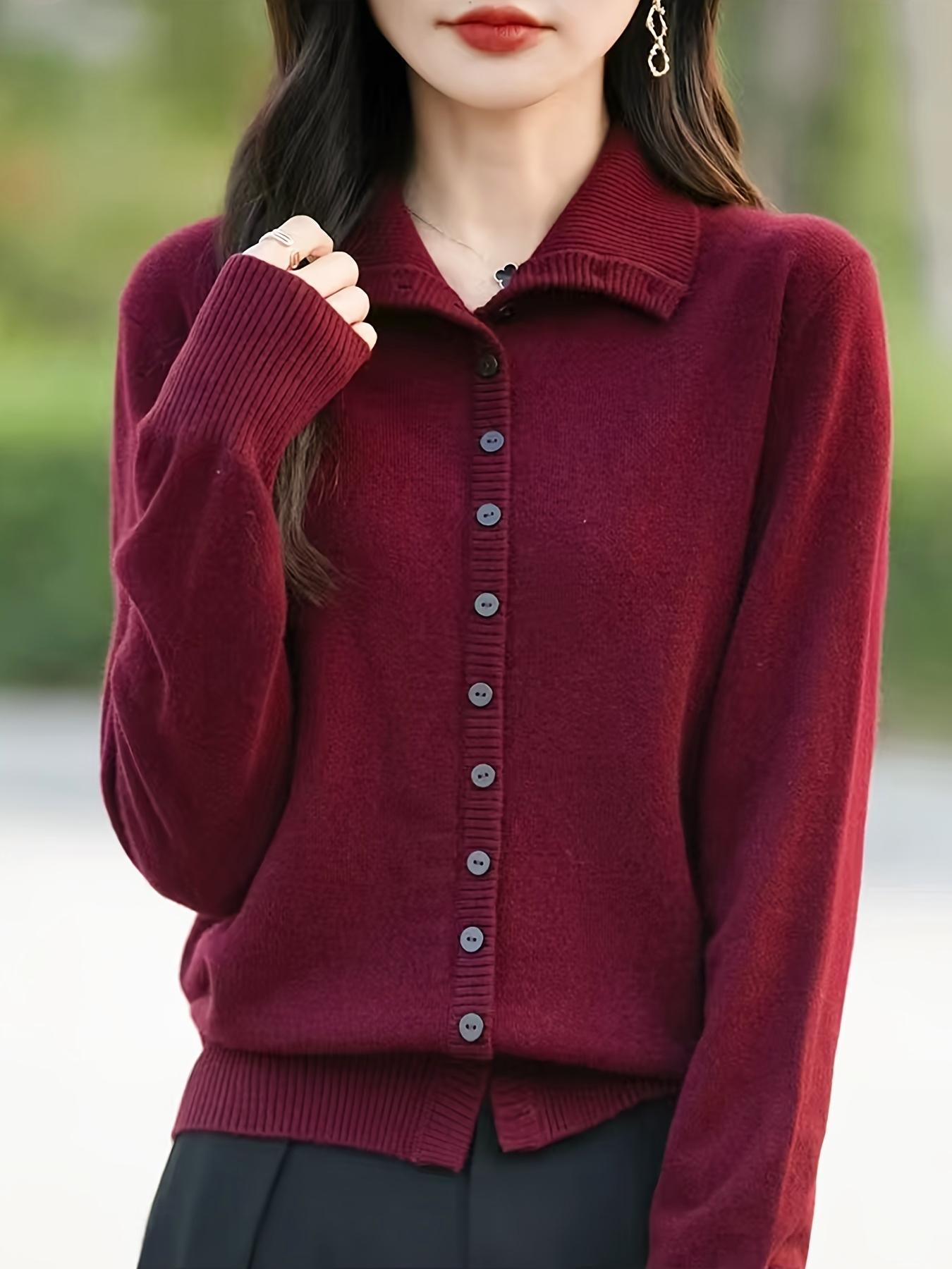 Women's Solid Button    Sweater, Casual Long Sleeve Jumper for Fall & Winter, Fashion Womenswear Ladies' Knitwear for Daily Wear Aesthetic