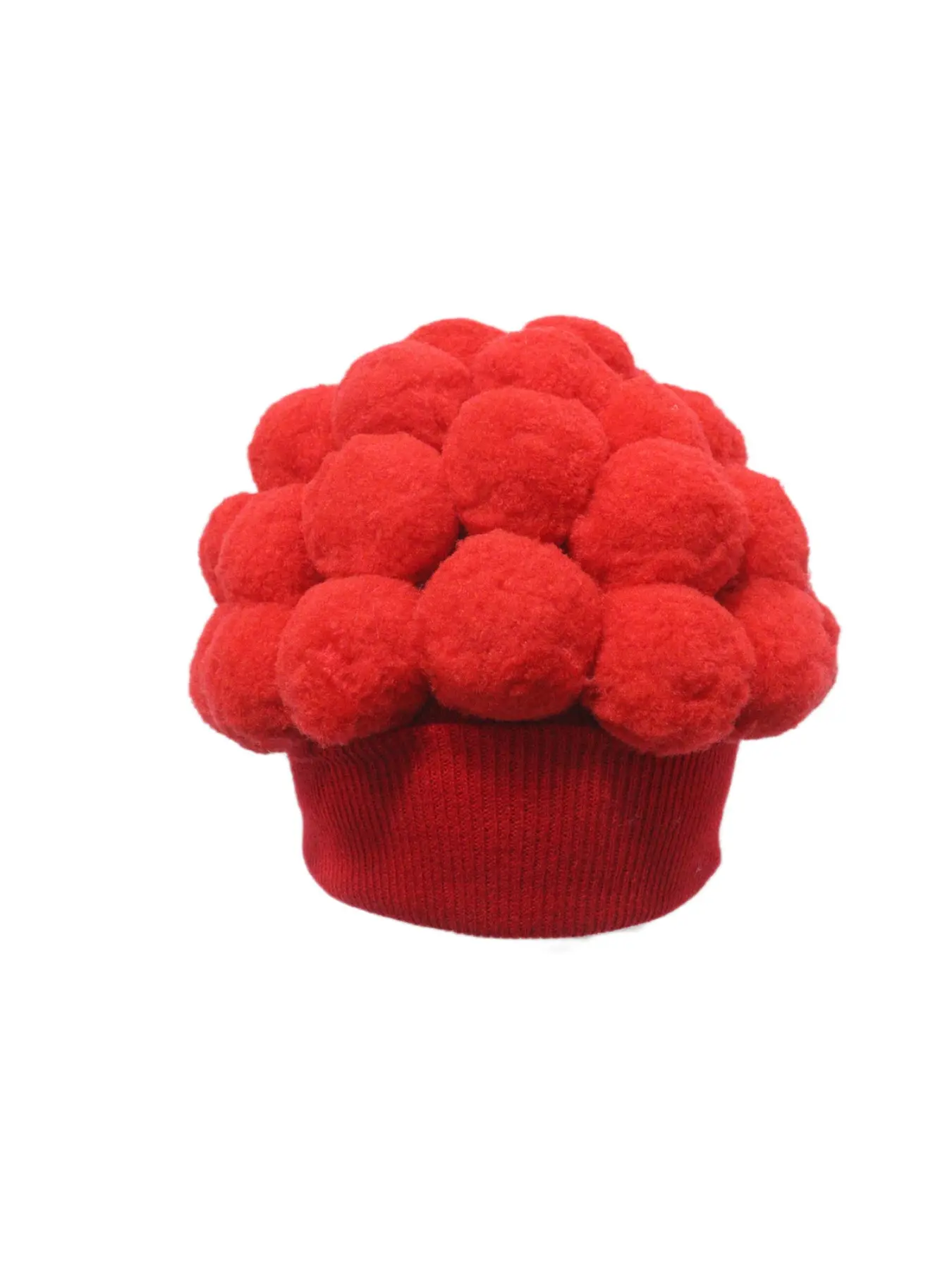Funny cauliflower hat with broccoli shape, autumn and winter warm knitted woolen hat, big fur ball, trick cauliflower brain hat