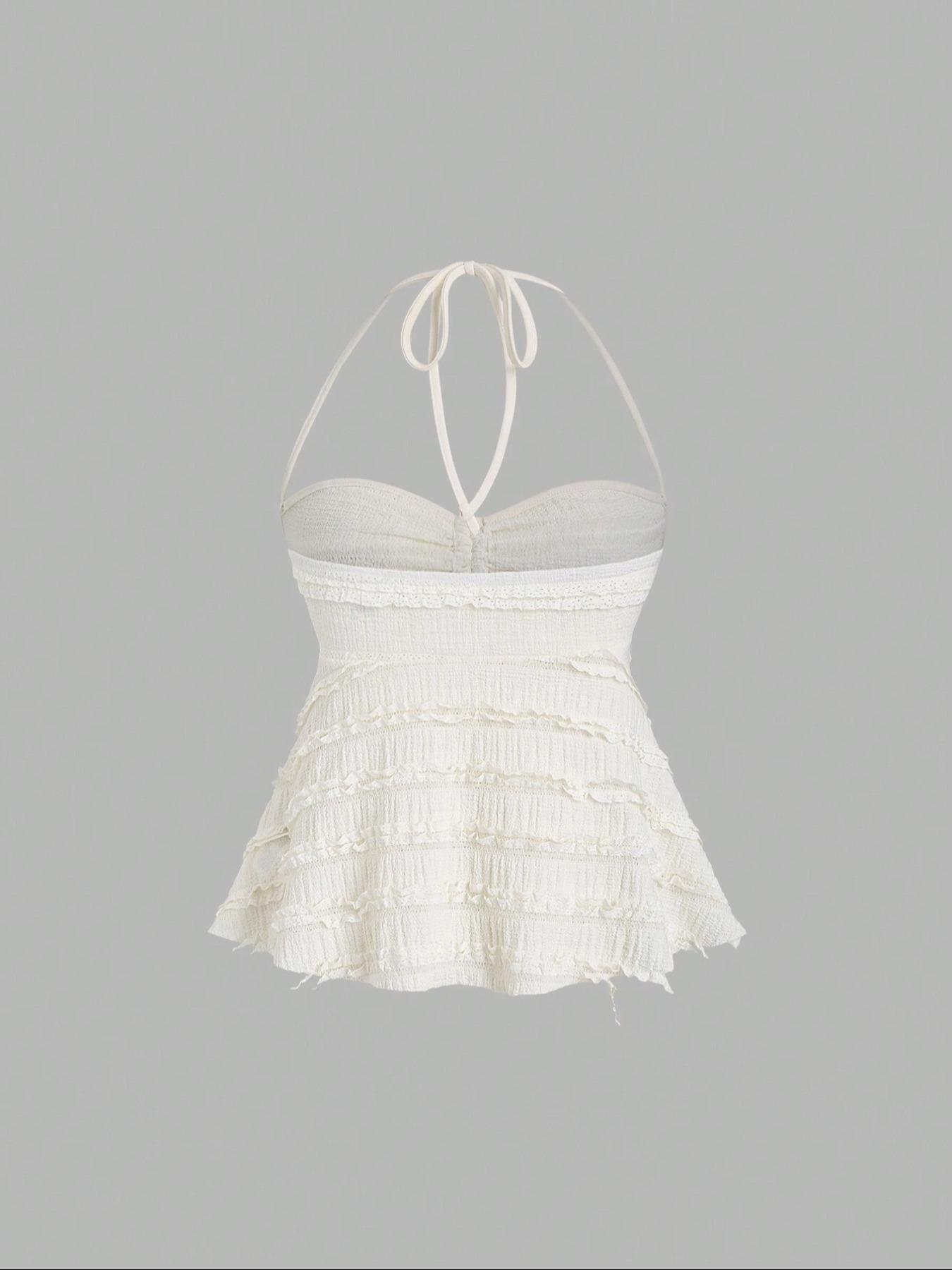 Women's Plain Drawstring Cami Top, Boho Sleeveless Casual Top for Summer, Ladies Clothes for Beach Holiday, Womenswear