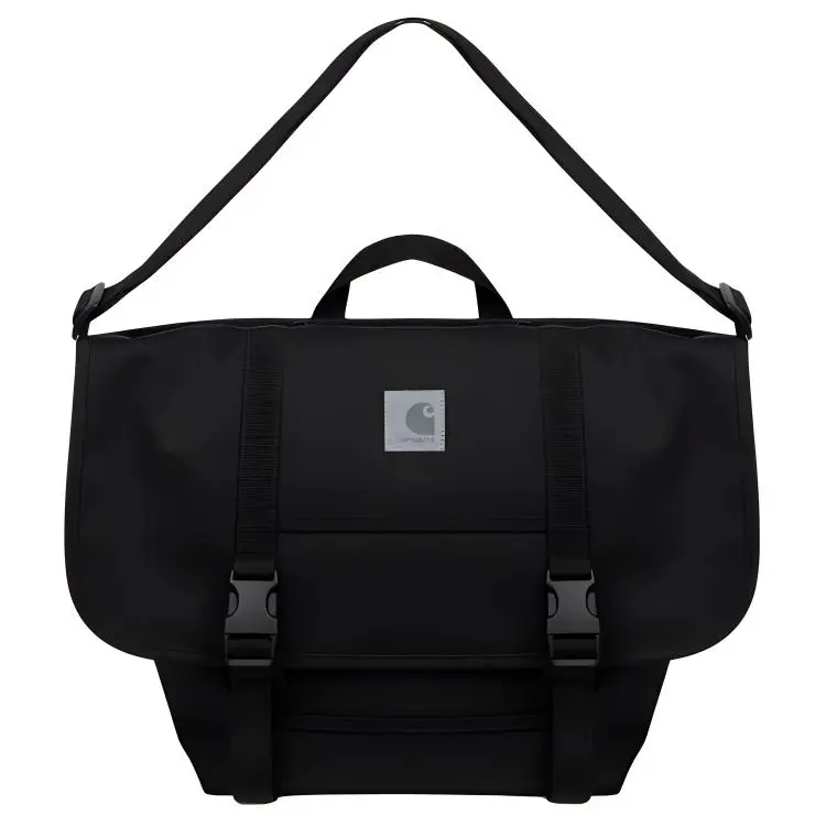 Carhartt WIP Reflective Logo Waterproof Nylon Messenger Bag for Men and Women, Crossbody Style, Black