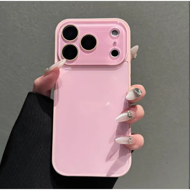 Candy Macaron Crystal Clear iPhone Case, Full Lens Protection, Compatible with iPhone texture color solid everyday protective case use shock resistant y2k style gift anti-scratch microfiber lining soft cover slip grip silky non 13-17 pro max, Accessories,