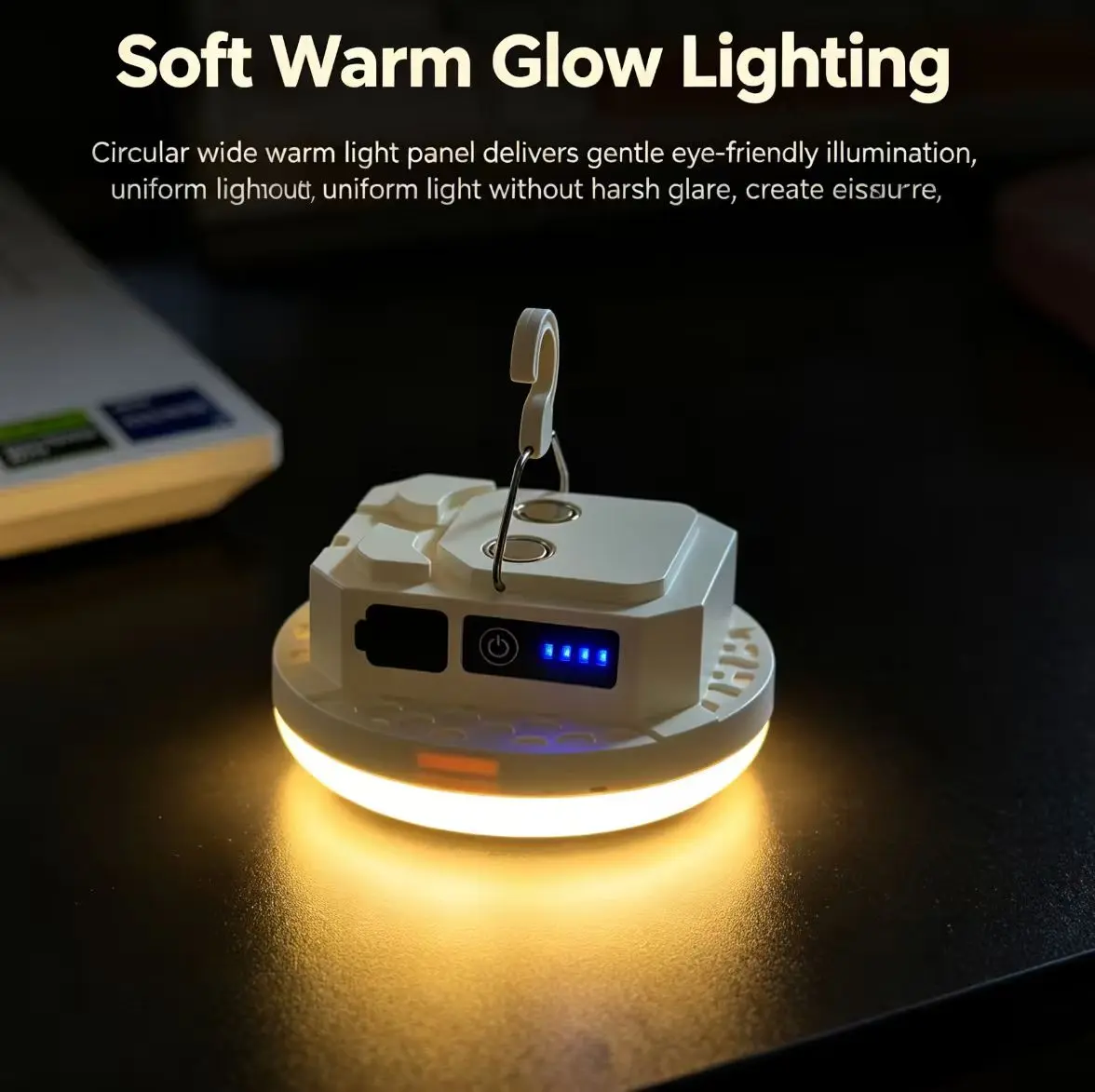 Magnetic Base LED Tent Light - Portable Rechargeable Outdoor Camping Bulb, Warm White Light, Three Lighting Modes, Ideal for Household and Outdoor Use, Outdoor Lighting | Modern Outdoor Lamp | Durable Plastic Housing, LED Outdoor Light