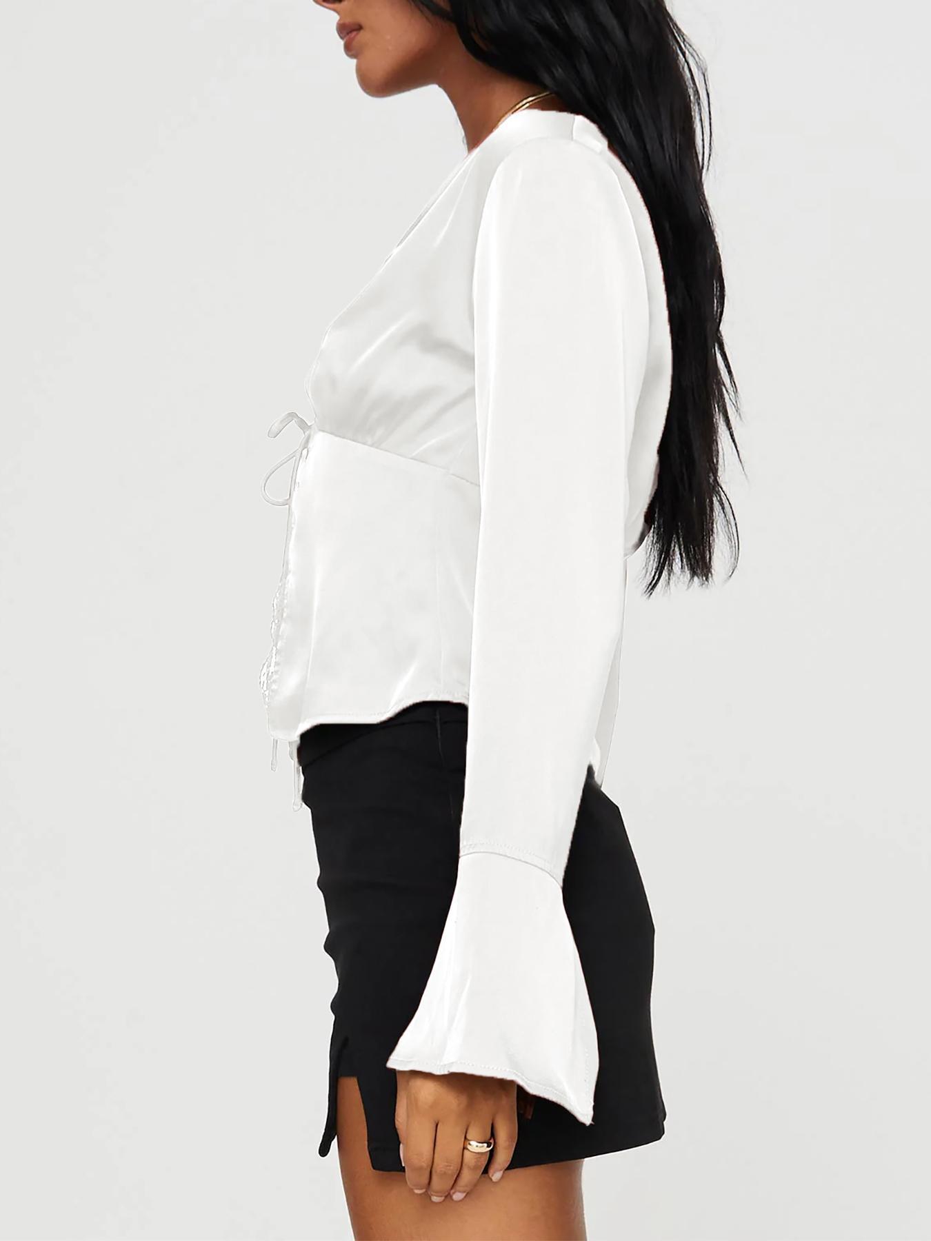 Women's Long Sleeve Blouse, Elegant Casual Top for Spring & Fall, Women's Clothing for Daily Wear