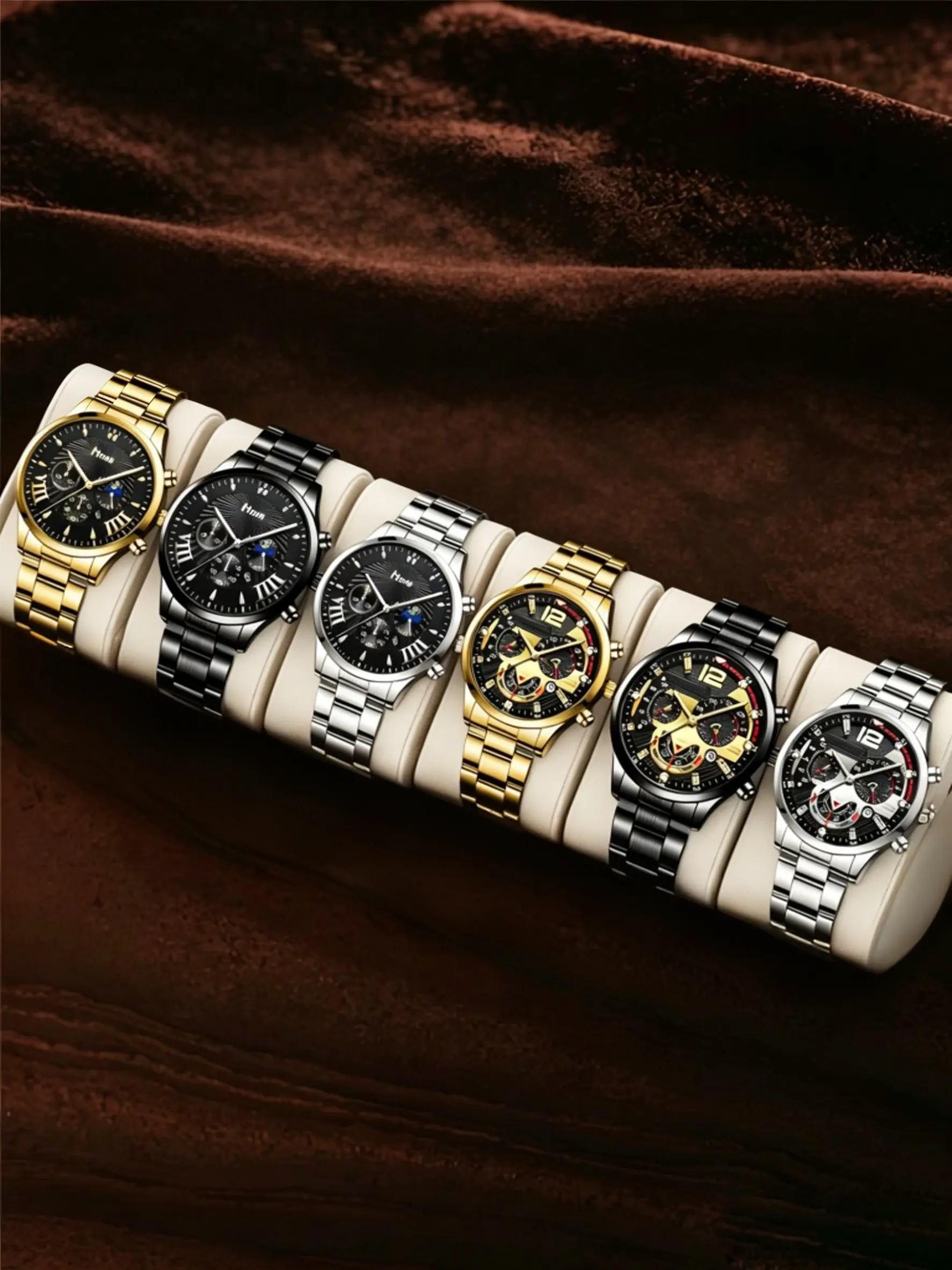 6pcs Men's Analog Quartz Fashion Watches Set, Stylish Timepieces for Everyday Wear, Elegant Accessories for Men, Perfect Gift Set for Any Occasion
