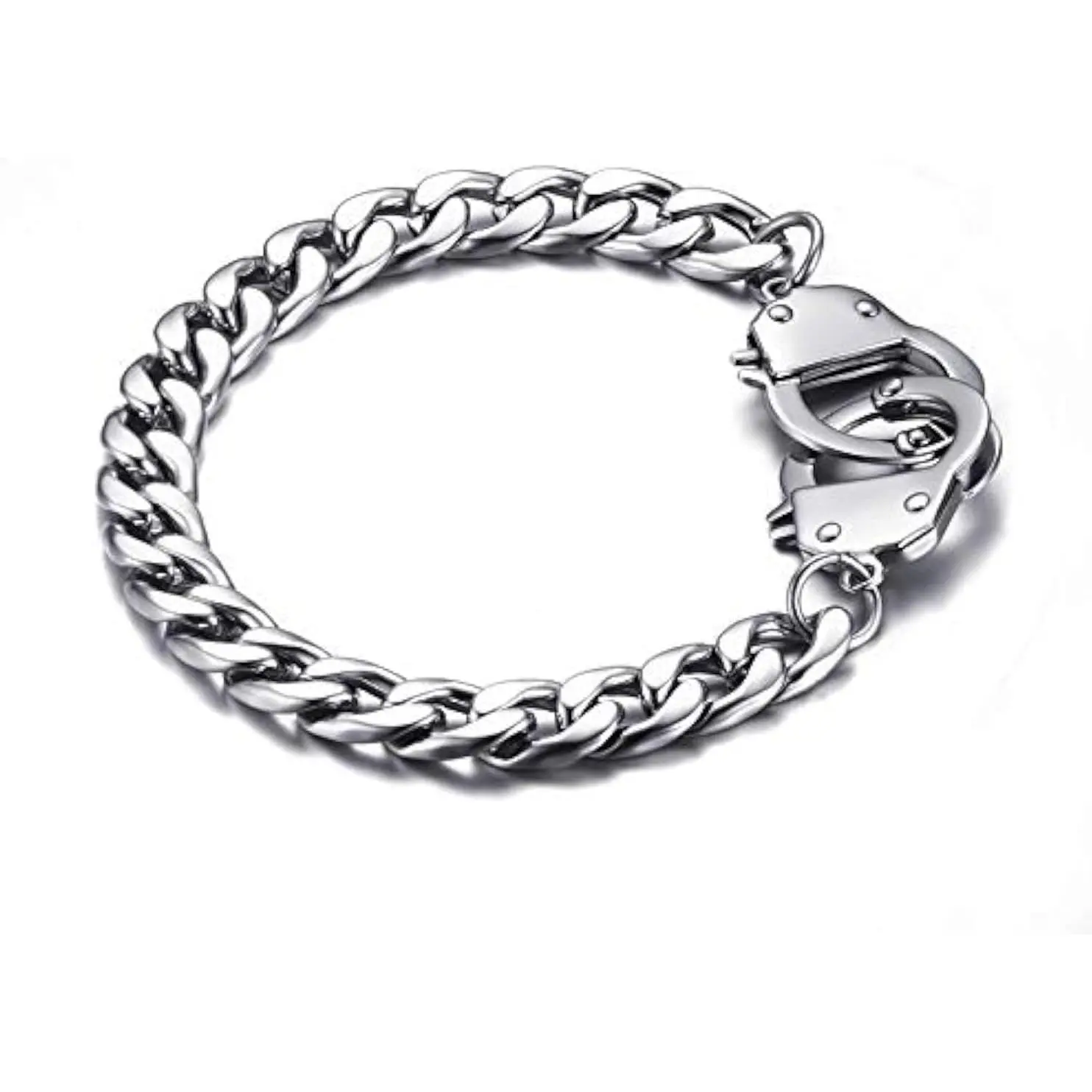 Handcuff Stainless Steel Curb Chain Link Bracelet Partners in Crime   Bracelets Friendship BFF Bangle for Women Men for Christmas