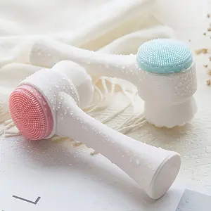 1PC3D Double Sided Face Cleansing Brush - Soft Hair Manual Scrub Deep Pore Cleansing, Alcohol Free Pale Brown Treatment, Home Use, Comfortable Grip and Durable Design, Skin Care Tools, Modern Skin Care, High Quality Hair
