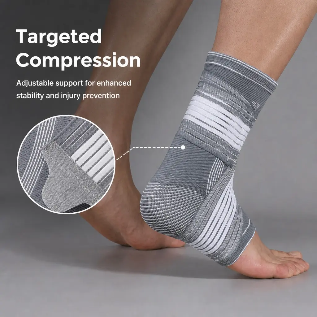 Ankle Braces for Men Women, 2 Pcs Ankle Compression Sleeve, Plantar Fasciitis Brace, Adjustable Compression Ankle Sleeve, Sprained Ankle Relief