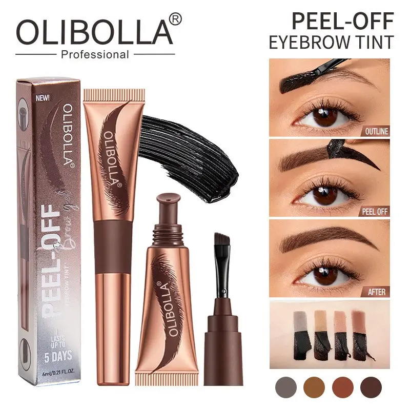 1Pc OLIBOLLA Peel Off Eyebrow Tint Brow Stain Long Last Up To 5 Days Easy Peel 4 Natural Shades 6ml For Daily Dating Travel Makeup Beginners Brow Makeup Lovers