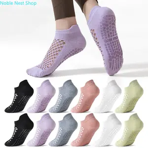 12 Pairs Non Slip Yoga Socks for Women, Grip Pilates Ballet Ankle Socks Mesh Breathable Invisible