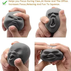 2-Pcs TPR Material Funny Face Fidget Stress Ball Set, Fidgets for Adults, Anxiety Relief Gadget, Teenage Boy Gifts, Christmas Novelty Classroom Reward