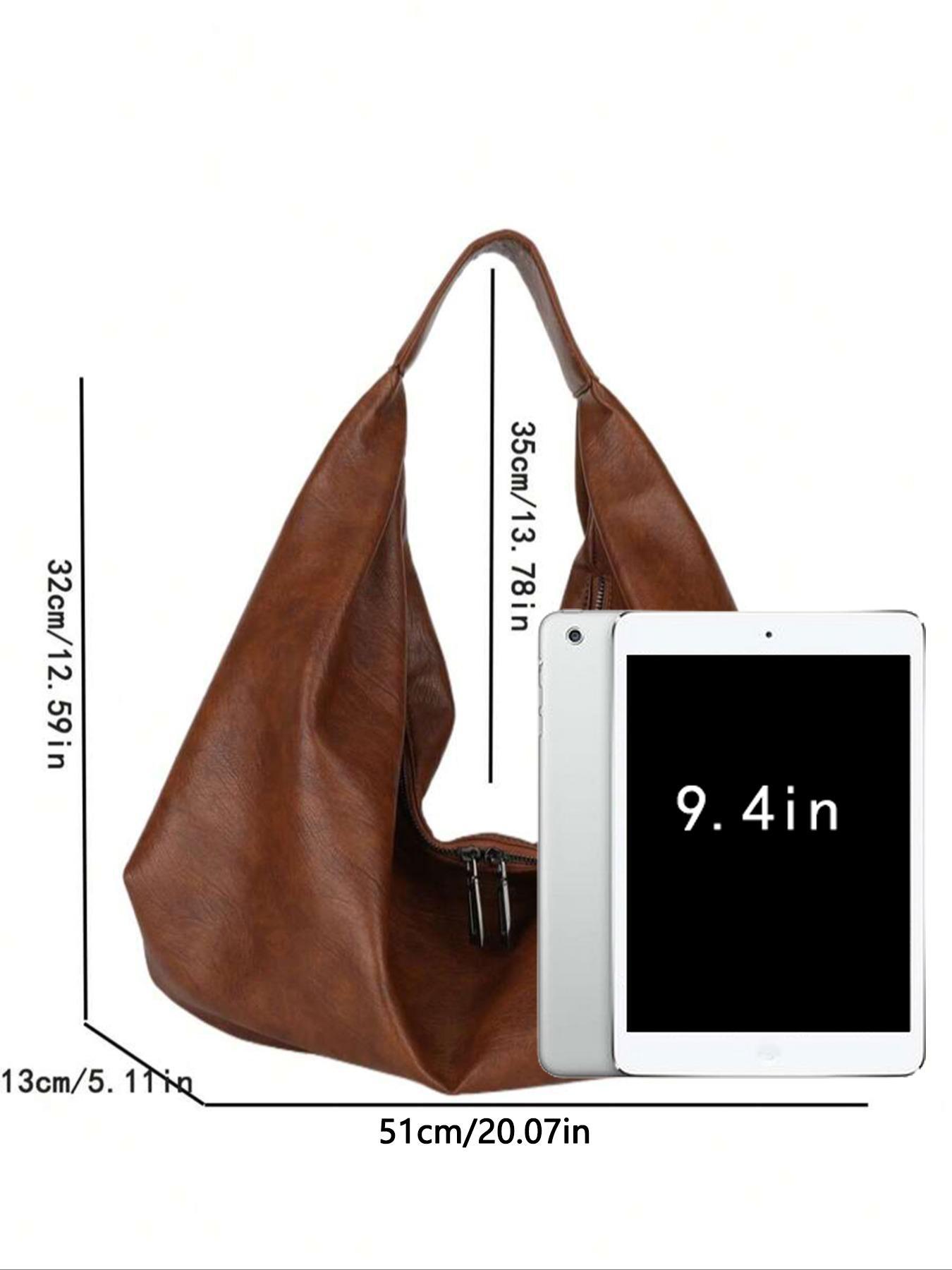Women's Solid Color Shoulder Bag, Large Capacity PU Tote Bag for Work & School, Casual Trendy Versatile High-quality Daily Commuting Bag, PU Tote Satchel