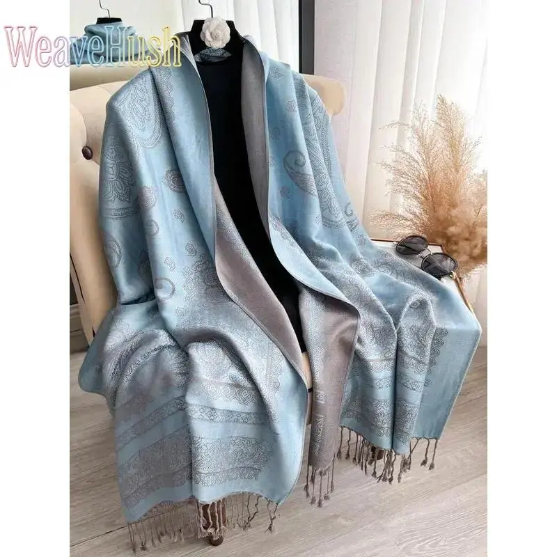 Women Boho Paisley Print Long Scarf, Women Fashion Accessory Essentials, Trendy Tassel Decor All-Season Shawl, Lightweight Casual Wrap for Girls Ladies Daily Travel & Street Styling