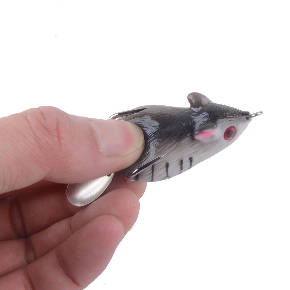 Topwater Frog Lure 4.5cm 10.5g Rat Mouse Shape with Blade Double Hooks Soft Fishing Bait