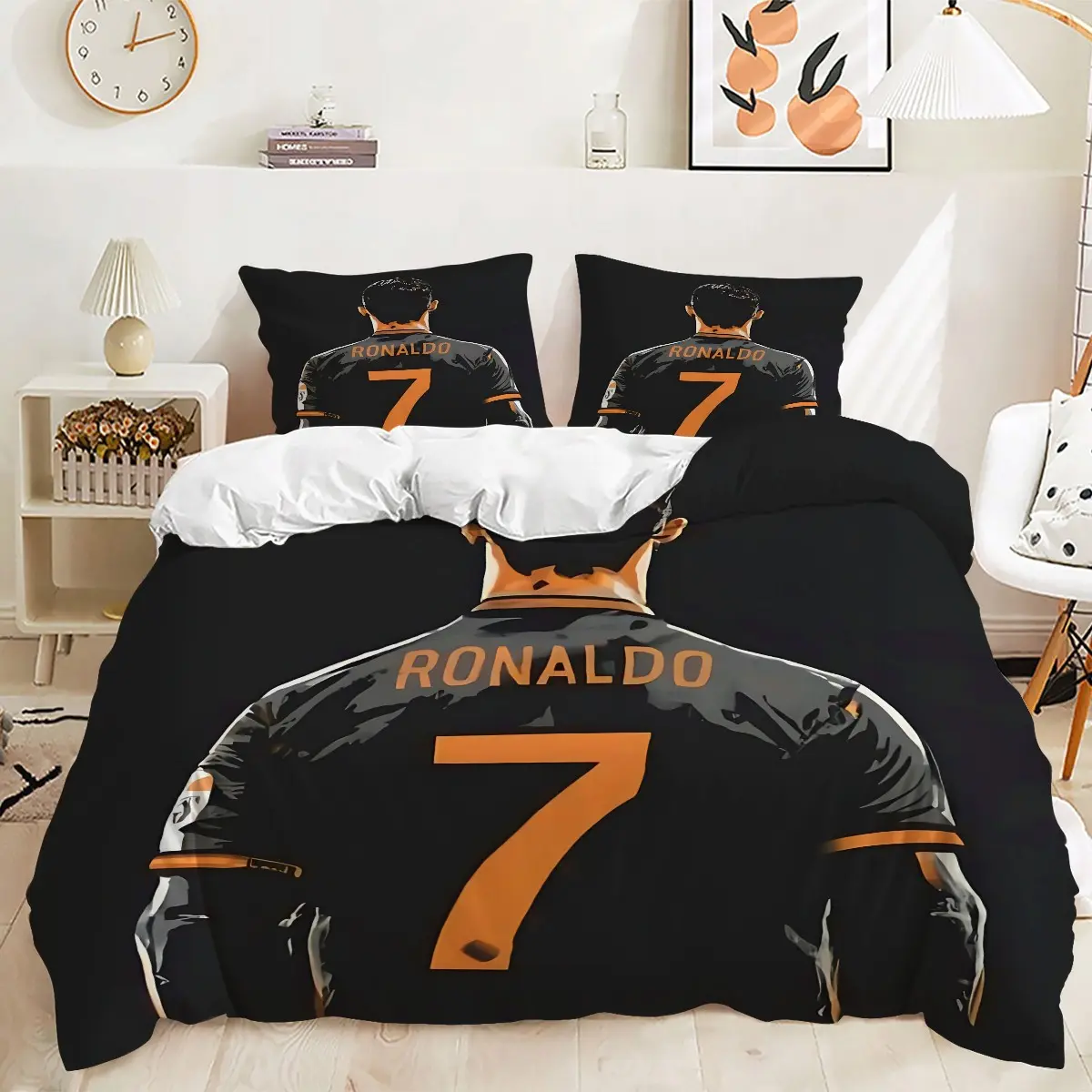 Number 7 Soccer Player Back Bedding Set, 2/3pcs No Filling – Duvet Cover Set, Bed Covers, Bed Sets, Bed Sets Supplies, Suitable for Master Bedroom, Teen Boy Room, Sports Studio, Man Cave Cottage