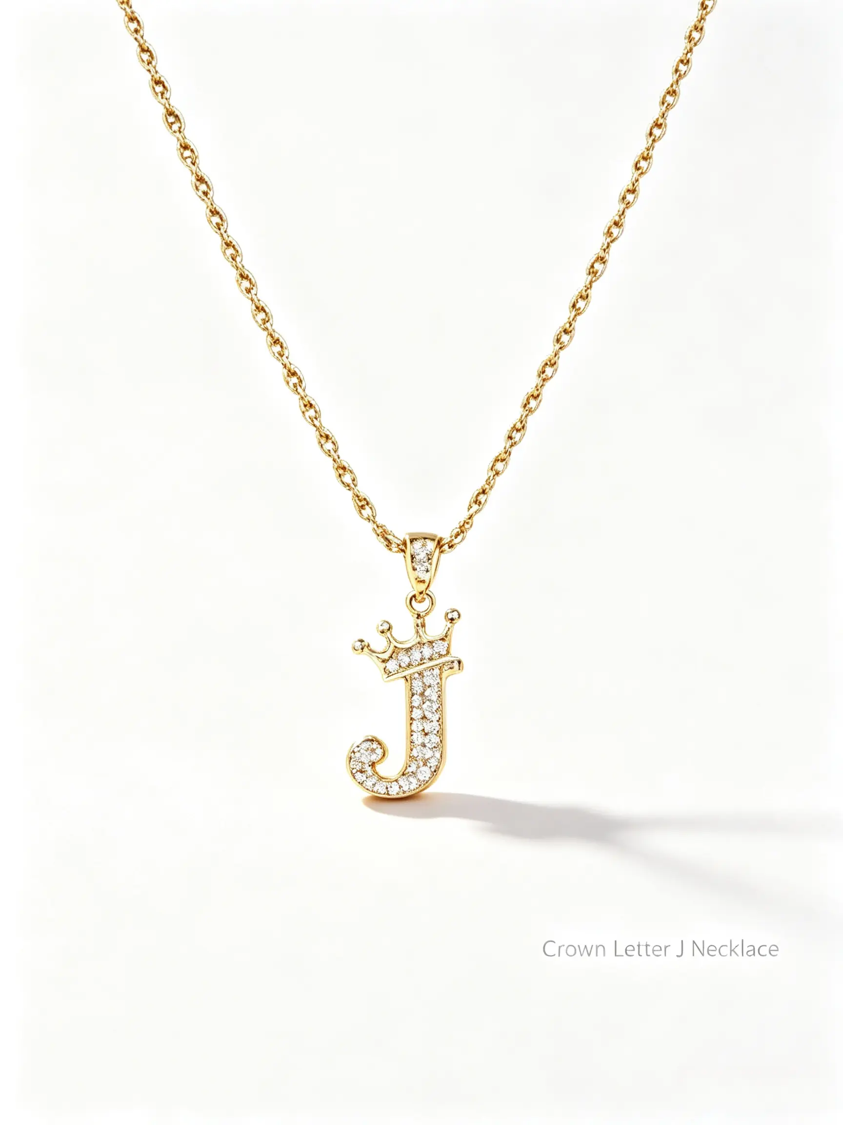 Elegant Letter Rhinestone Crown Pendant Necklace, Alloy Material, Electroplated, Waterproof, All Seasons, Casual Style
