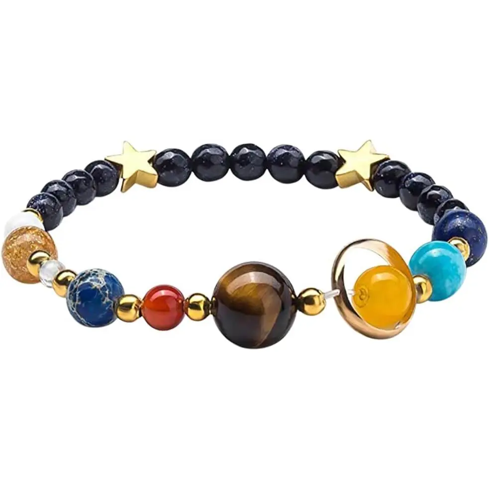 Women Solar System Bracelet Universe Galaxy The Eight  Guardian   Stone Beads Bracelet Bangle Gifts for Birthday Anniversary Christmas Cosmic  Accessories