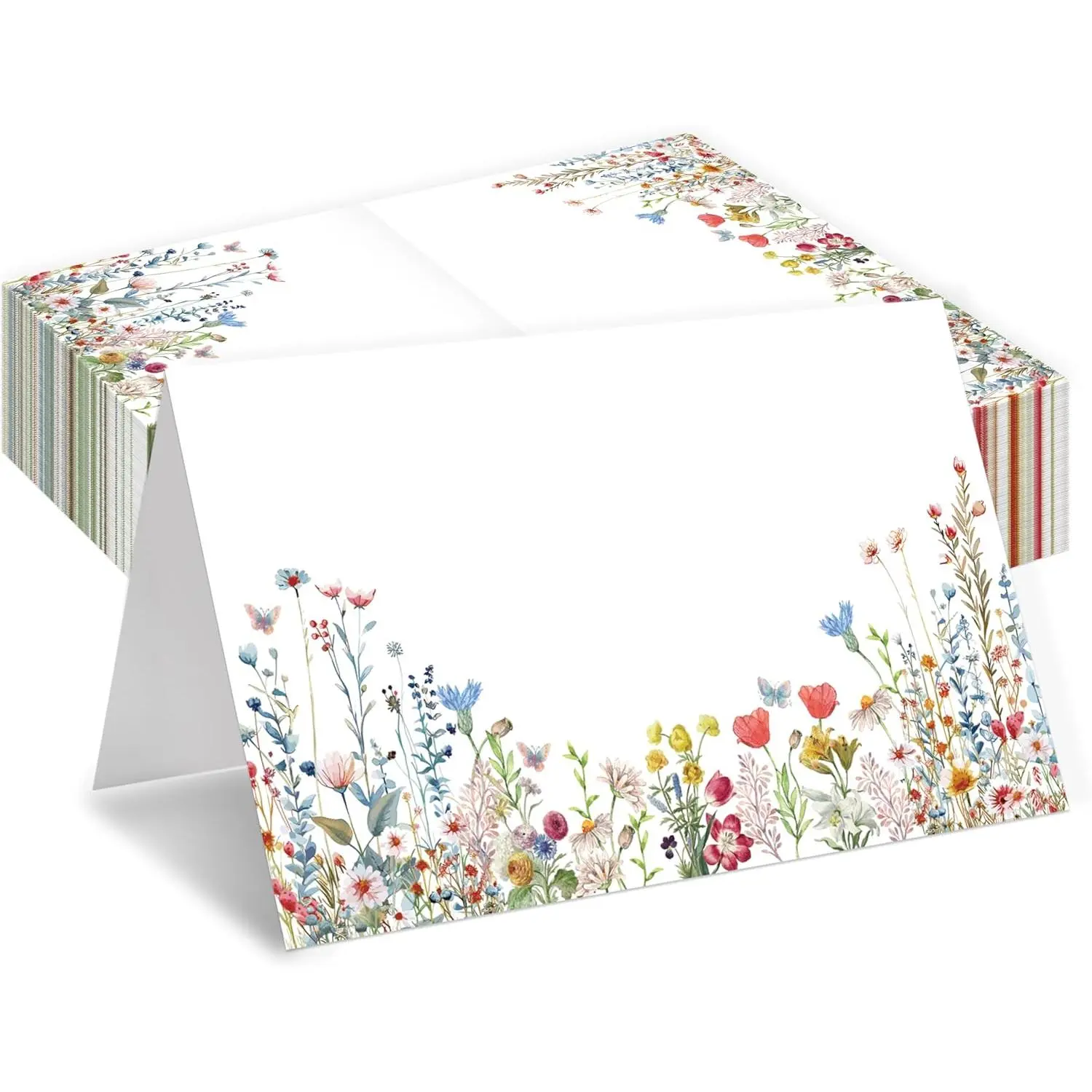 Floral Table Place Cards for Table Setting, Name Cards for Birthday Party Wedding Reception Bridal Shower, 25 Cards Included