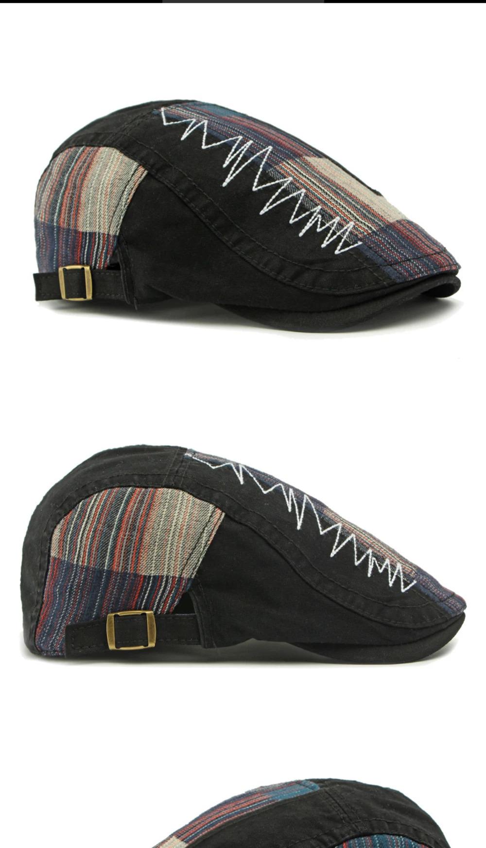 HT4806 Beret Cap Spring Summer Autumn Hats for Men Women Vintage Patchwork Beret Hat Male Female Ivy Flat Cap Adjustable Berets