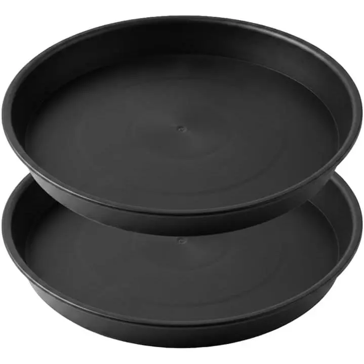 2 Pack   Tray, 4 6 8 10 12 Inch Black Plastic Flower  Pot Saucers, Heavy Duty Plastic  Drip Trays for Indoor Outdoor,  Trays for Pots (Black, 10 Inch)