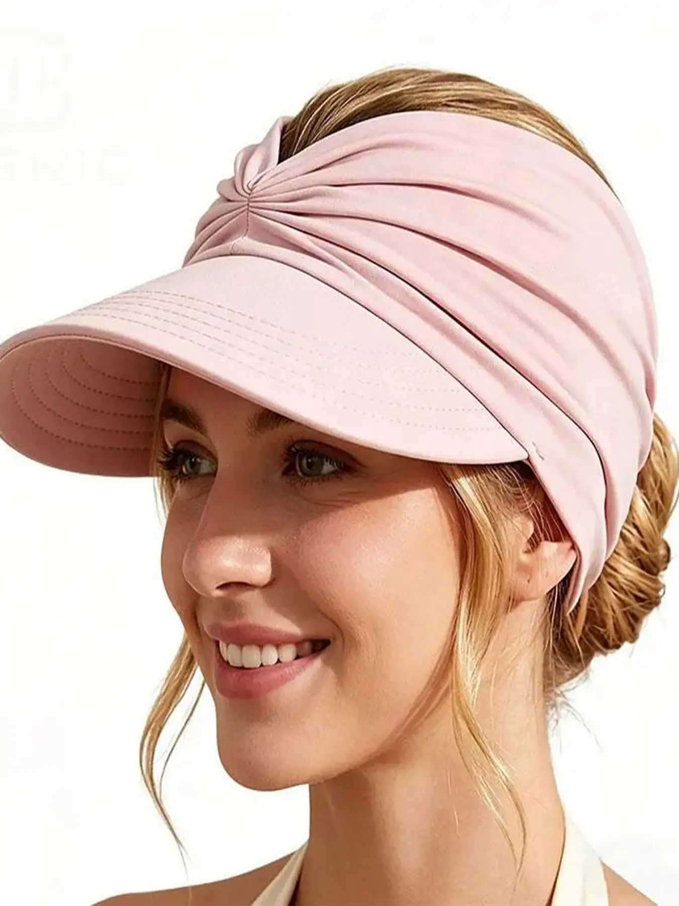 1PC Women's UPF 50+ UV Protection High Ponytail Wide Brim Sun Visor Hat - Lightweight Sun Hat, Polyester Outdoor Headwear, Ponytail Caps, Hats for Women, Ideal Birthday Gift for Beach, Golf & Summer Daily Casual Wear