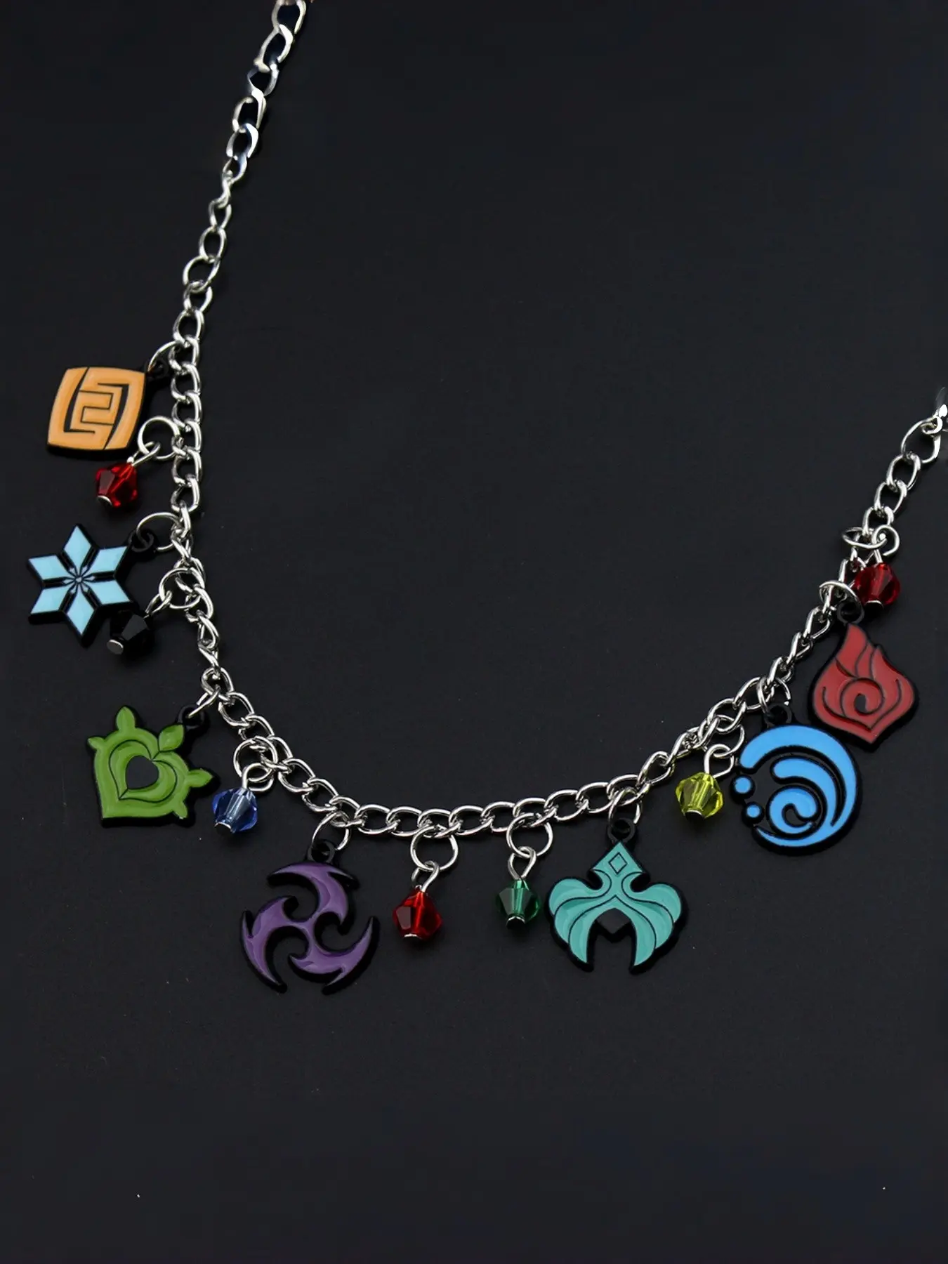 Genshin Impact Seven Elements God Eye Beaded Bracelet, Cute Anime Game Accessory, Adjustable Lobster Clasp, Crystal Beads, Cosplay Jewelry