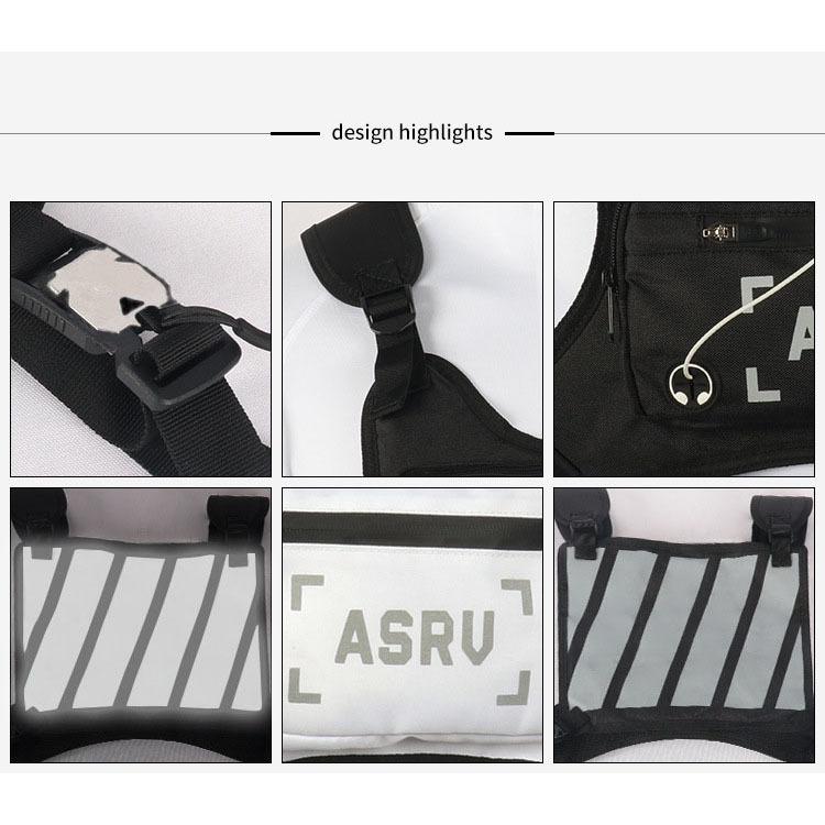 Unisex Reflective Chest Bag for Outdoor Sport, Adjustable Tactical Vest with Headphone Hole, Lightweight Soft Shell Activewear Pack with Practical Pockets for Running, Cycling and Skiing SpringStatements