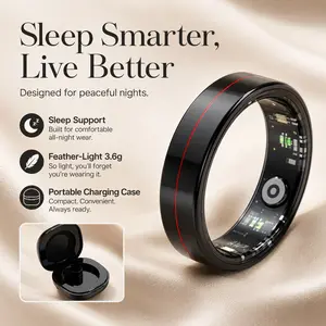 Smart Ring with Sleep Monitoring, Gesture Control, Activity & Workout Tracker, 5atm Waterproof, Lightweight Fitness Ring with Magnetic Charging Case