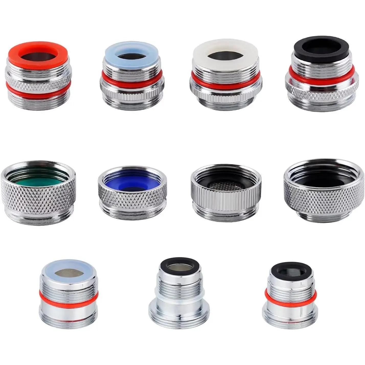 11-PCS Brass Faucet Adapter Kit, Male/Female Sink Faucet Aerator Adapters | Metal Kitchen Sink Faucet Adapter Fits Faucets with Removable Aerators for Bathroom, Kitchen, RV Faucets, Easy to Install