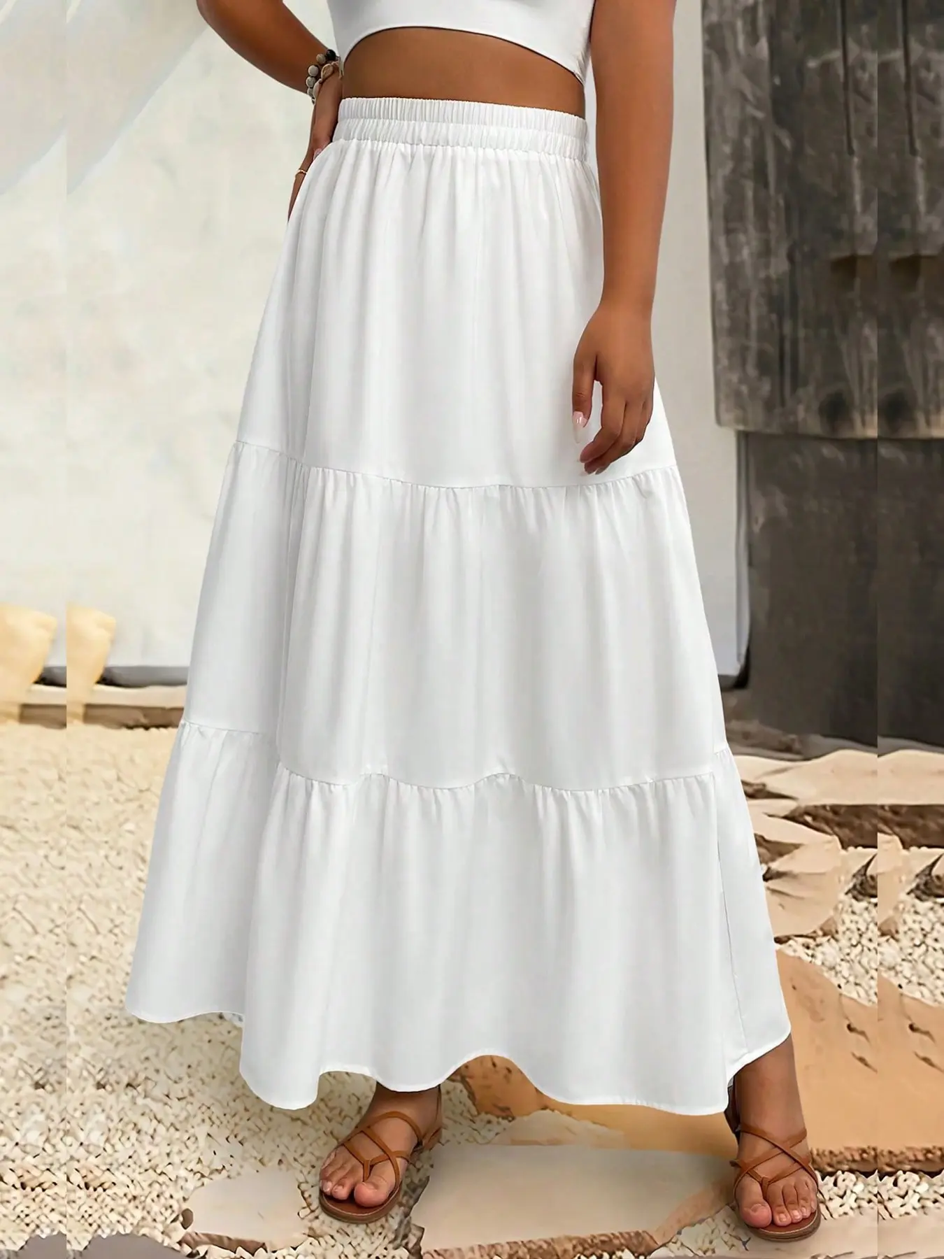 High-Waisted A-Line Skirt for Women, Fit, Elegant Spring Summer Dress, Slimming Hips, Casual Vacation Long Skirt