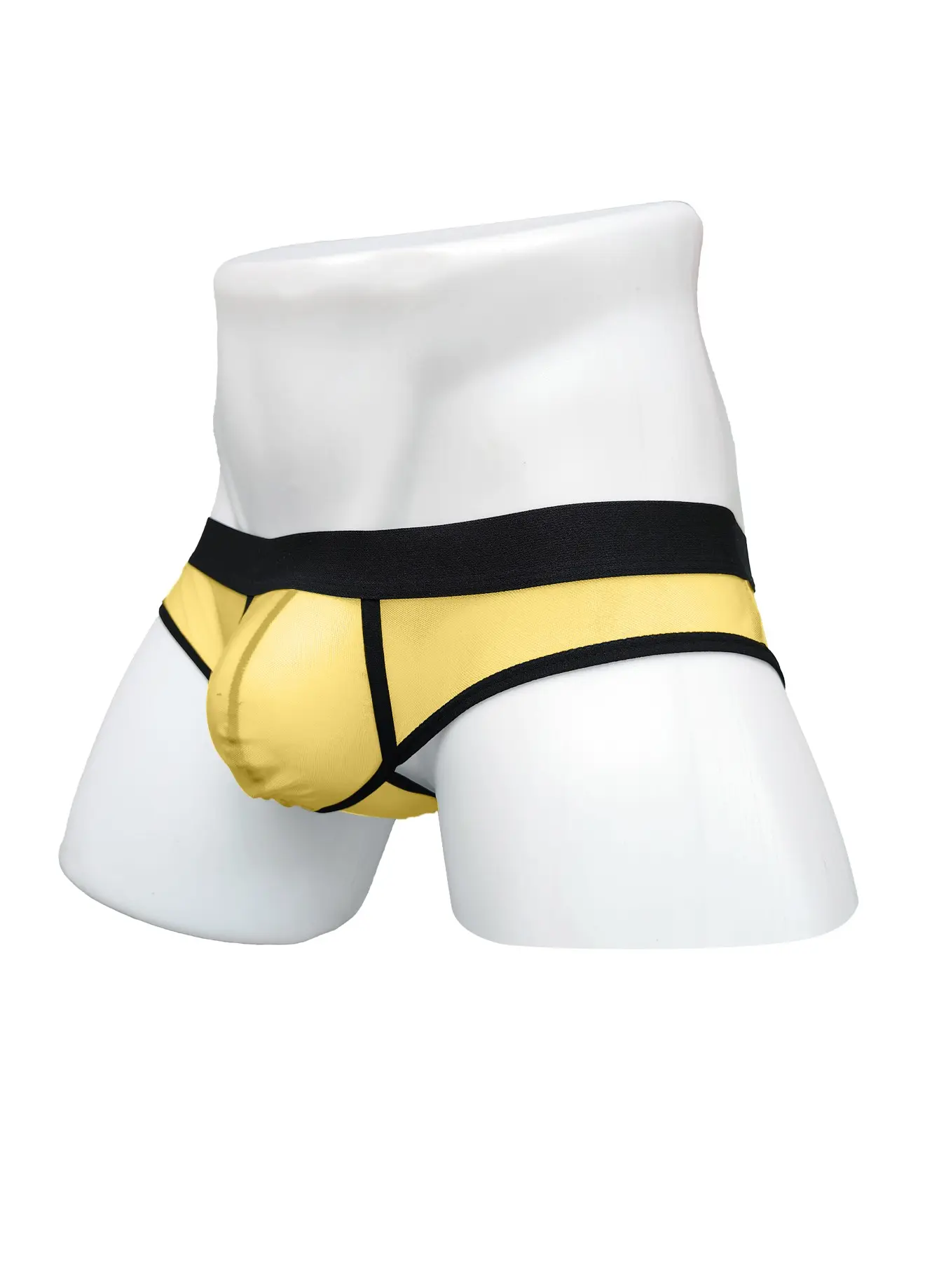 1 Piece Men Contrast Mesh See-through Briefs, Breathable Underwear Briefs, Elastic Black Trim Waistband, Contoured U Pouch, Ultra-thin Breathable Sheer Fabric, Low-rise Slim Fit, Multiple Colors For Daily Loungewear