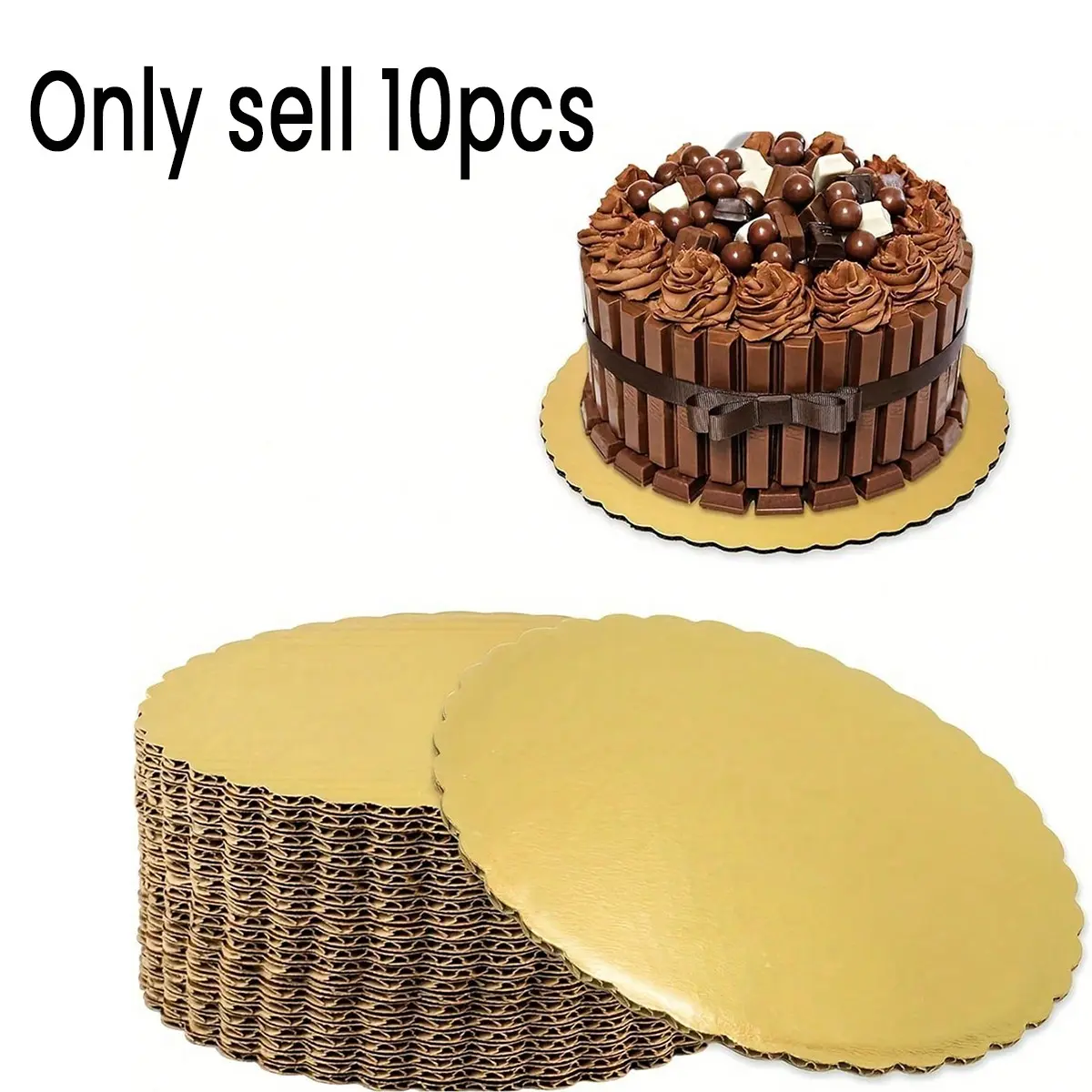 10 Round Cake Boards, Durable Oil-Resistant Elegant Design, Ideal for Weddings, Birthdays, Festivals, Professional Cake Display