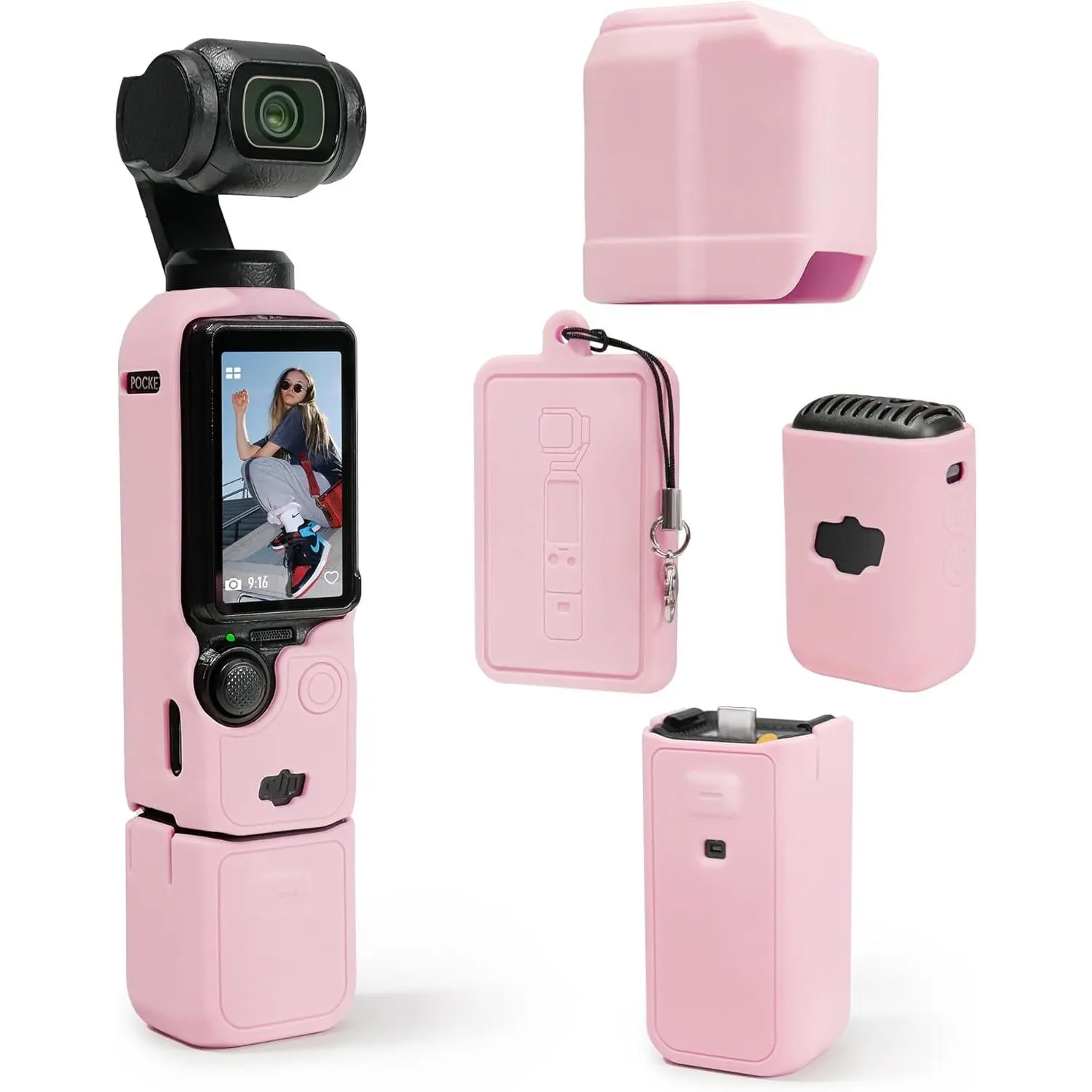 Protective Case for DJI Osmo Pocket 3 / Xtra Muse Camera, Soft Silicone Grip Cover with Screen & Mic Protection, Lightweight, Anti-Scratch, Slim Fit Skin Accessories for Pocket 3 (Pink)