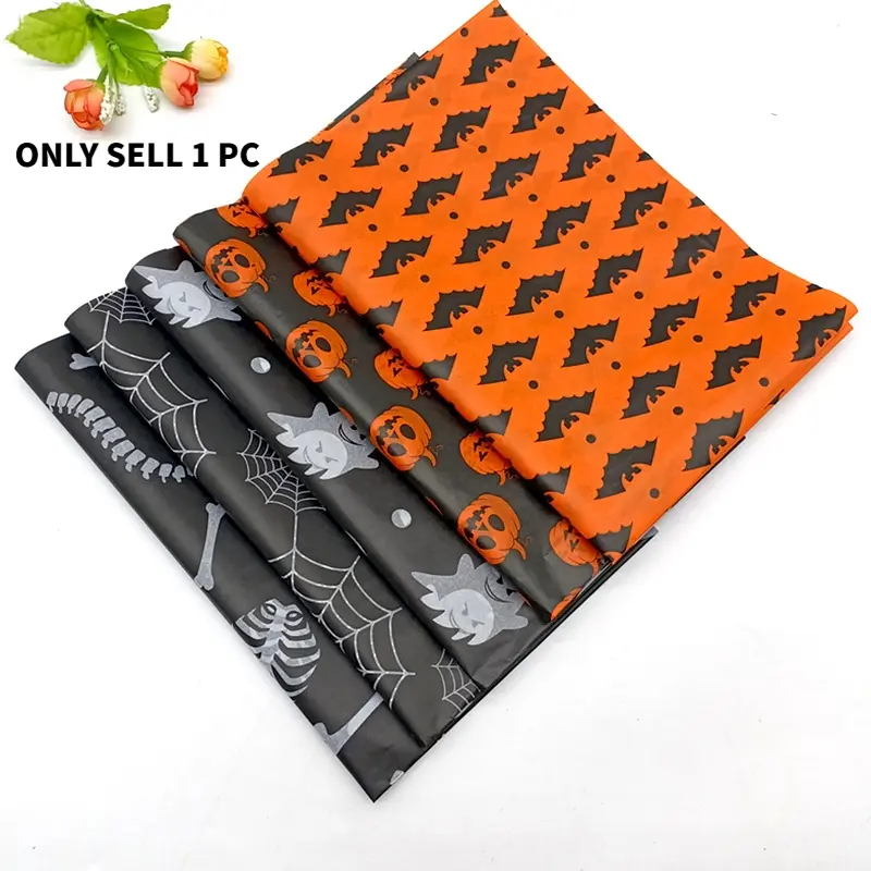Halloween Printed Tissue Paper, Ghost Pumpkin Bat Pattern Decorative Wrapping Paper, 20 Sheets Bagged Gift Packaging Paper for Party DIY Craft Gift Box Decoration