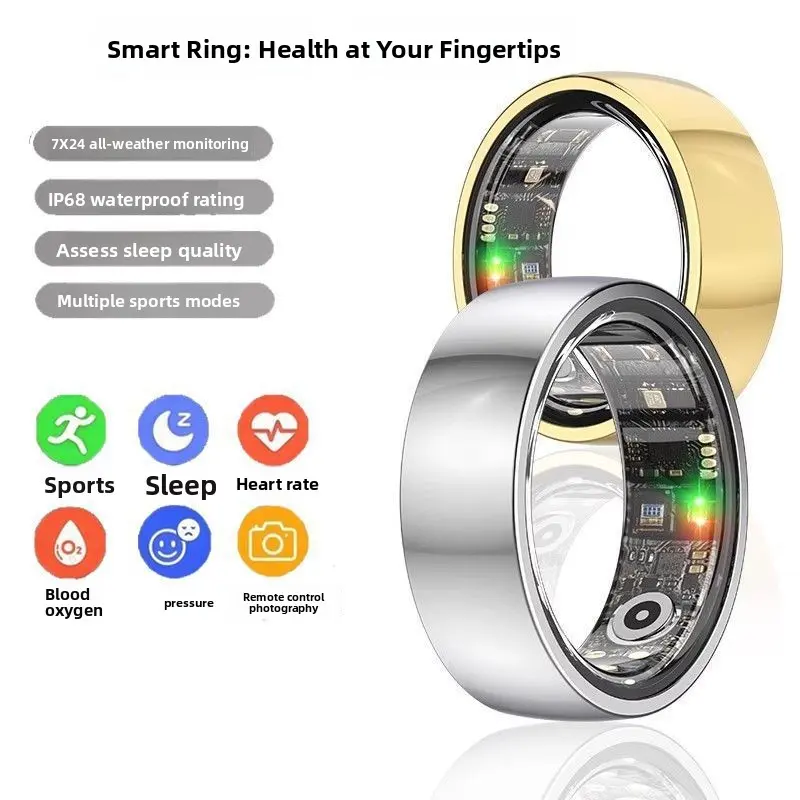 Customized multiple diameter sizes, customized gold, silver, rose gold, black, multifunctional smart ring video scrolling heart rate blood oxygen sleep monitoring sports waterproof
