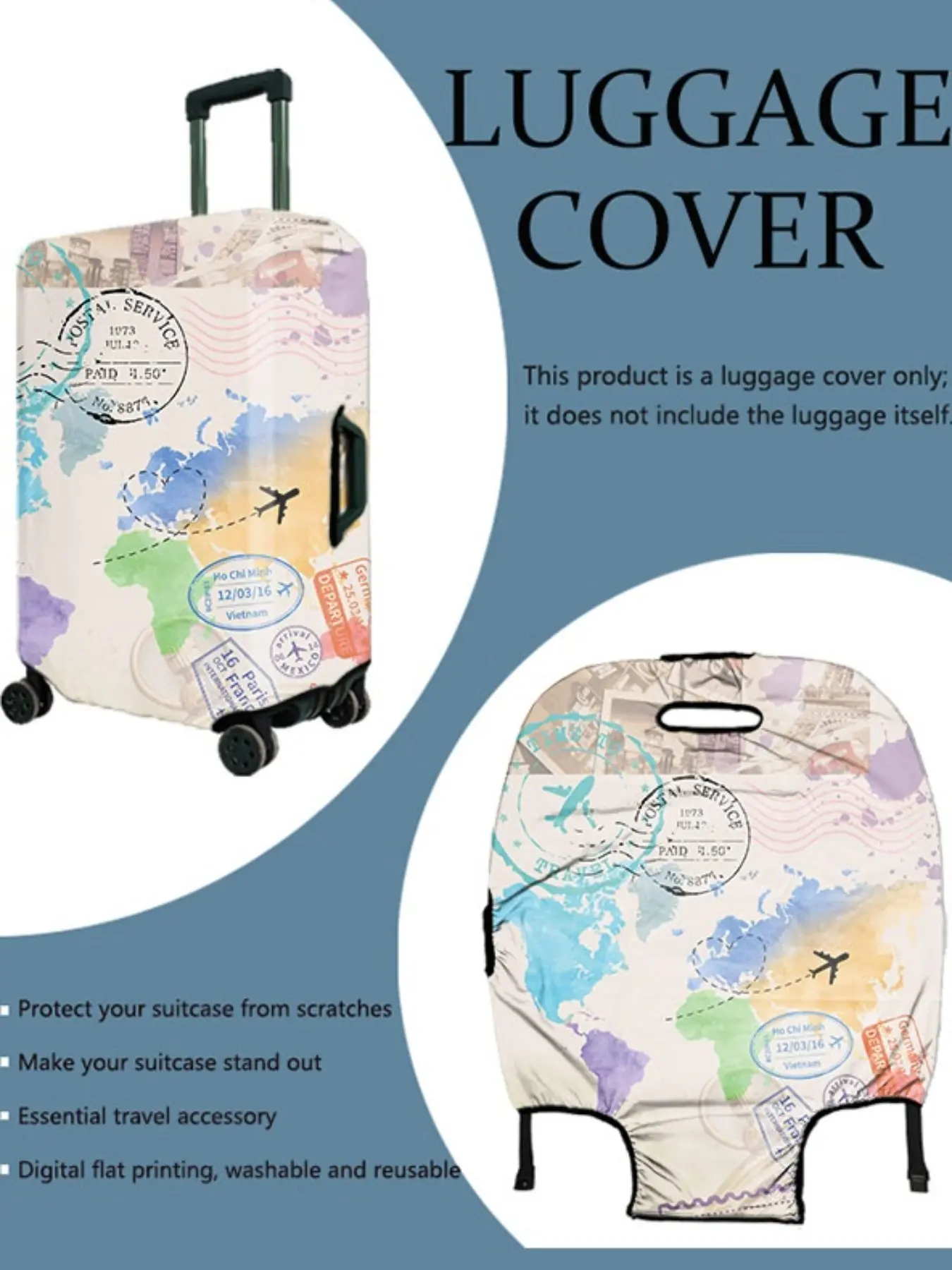 1pcs Luggage Protective Cover, All over Print Design, Suitable for 20-28 Inch Suitcases, Thick High-Quality Fabric, Travel Essentials