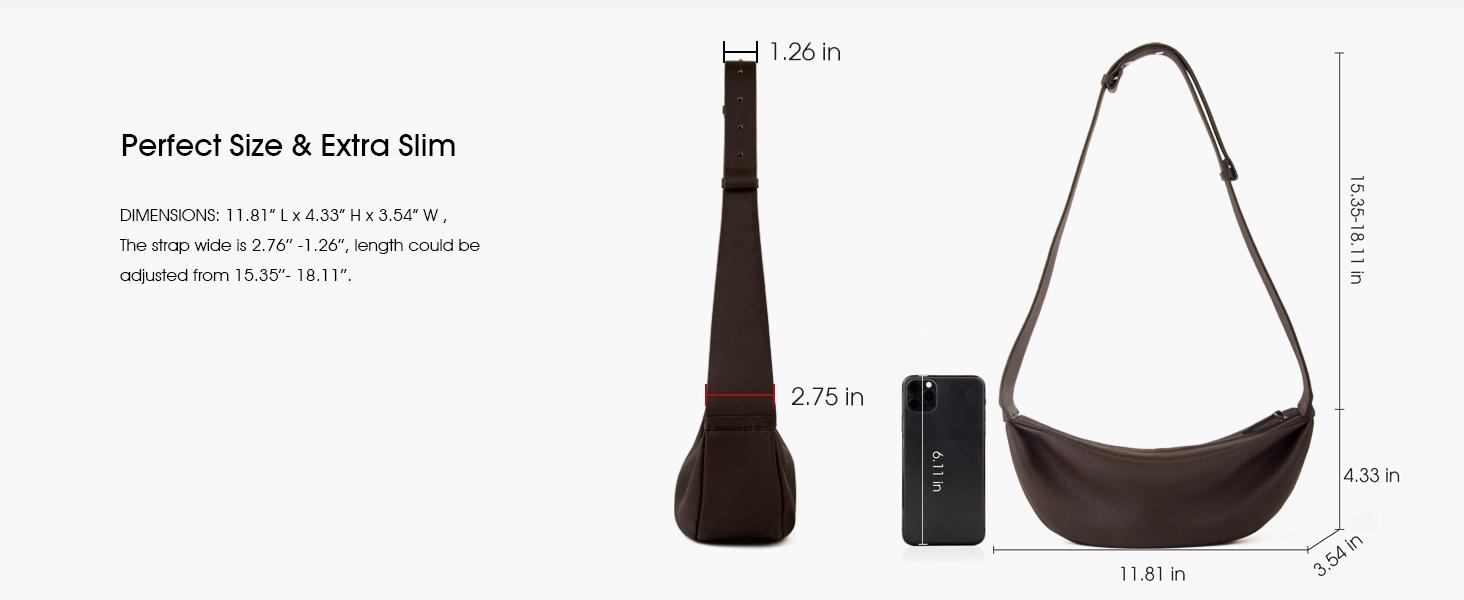 DONNAINSoft leather crescent shoulder bag, simple and fashionable, adjustable shoulder strap, multiple color options, delicate texture, minimalist design, suitable for casual and commuting, 2026 trendy style