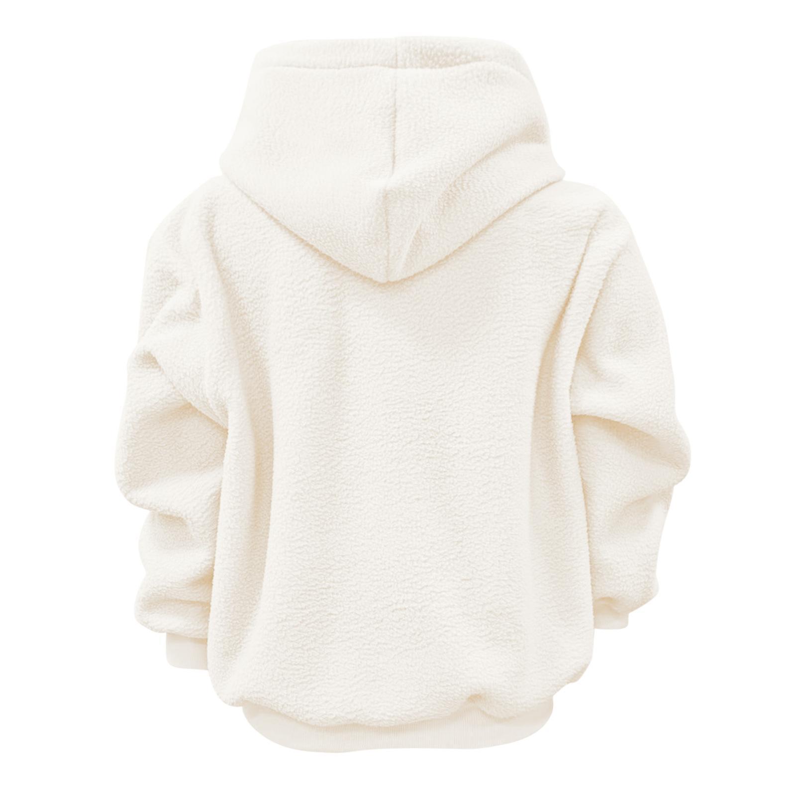 Autumn and Winter Solid Color Hooded Plush Pet Pocket Loose Pullover Sweatshirt for Women Fashionable Warm Cold Resistant Polyester,Gift