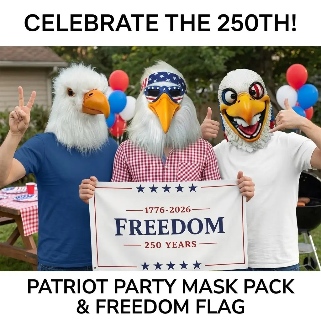 Eagle Latex Mask Cosplay Animal Head Cover, American Theme Freedom Flag, Adult Costume Props, 4th of July and Halloween Decorations