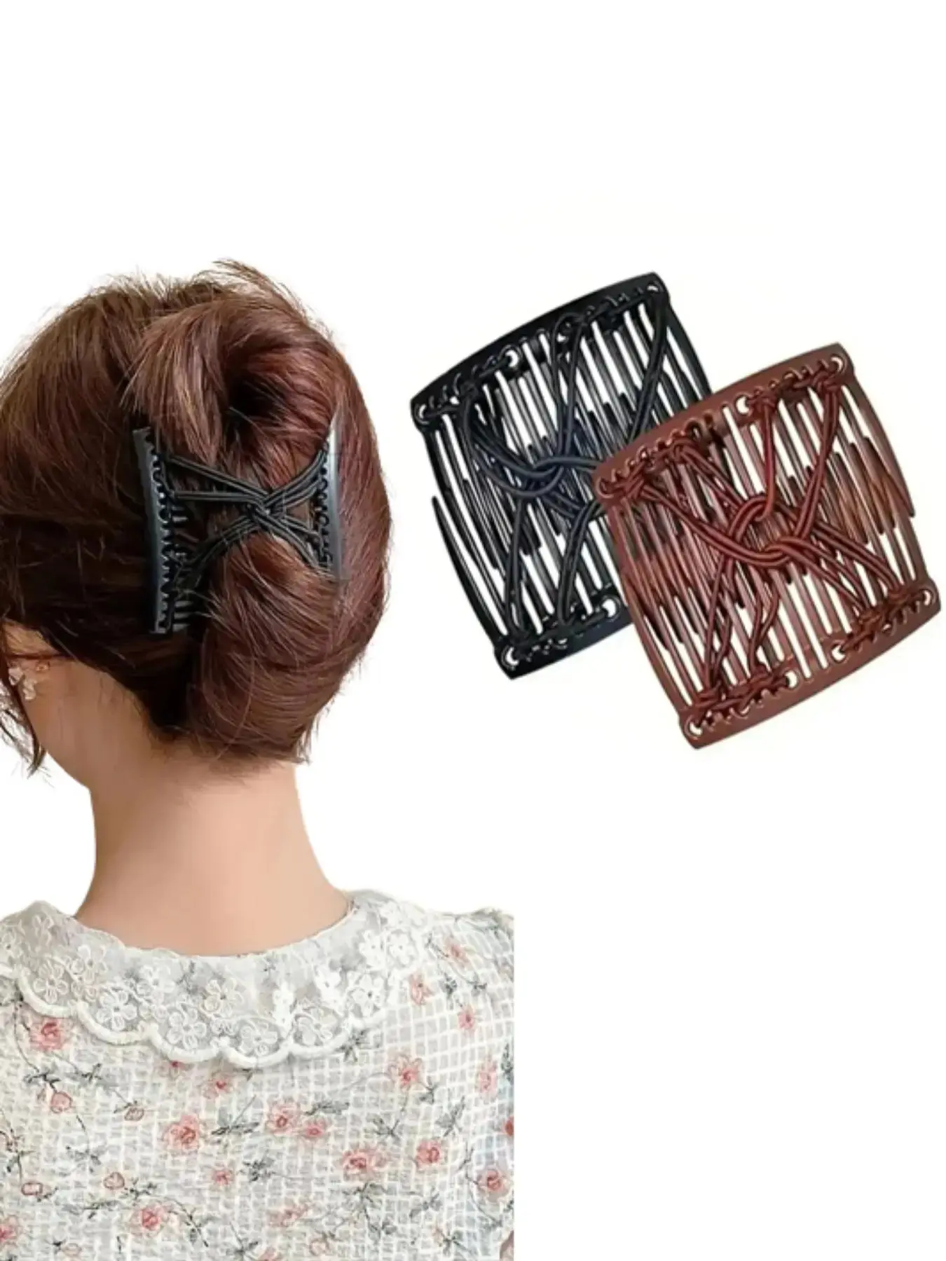 2‑Pcs Fashion Adjustable Magic Hair Comb Clips for Women, Easy‑Use Hair Styling Accessories, Suitable for Dense, Curly & Thin Hair, Elegant Hair Clip‑with‑Comb for Prom & Daily Hairstyles, Ideal Gift for Women & Girls