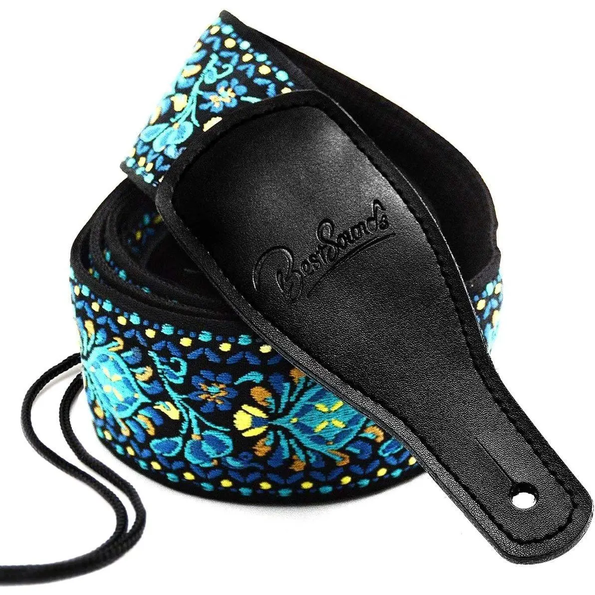Guitar Strap, Jacquard Embroidered  Strap with  Ends for Bass, Electric & Acoustic Guitars