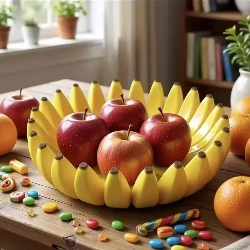 3D Printed Banana Theme Fruit Candy Tray, 15cm Modern Dessert Stand, Kitchen Table Decor, Office Snack Dish, Stylish and Functional