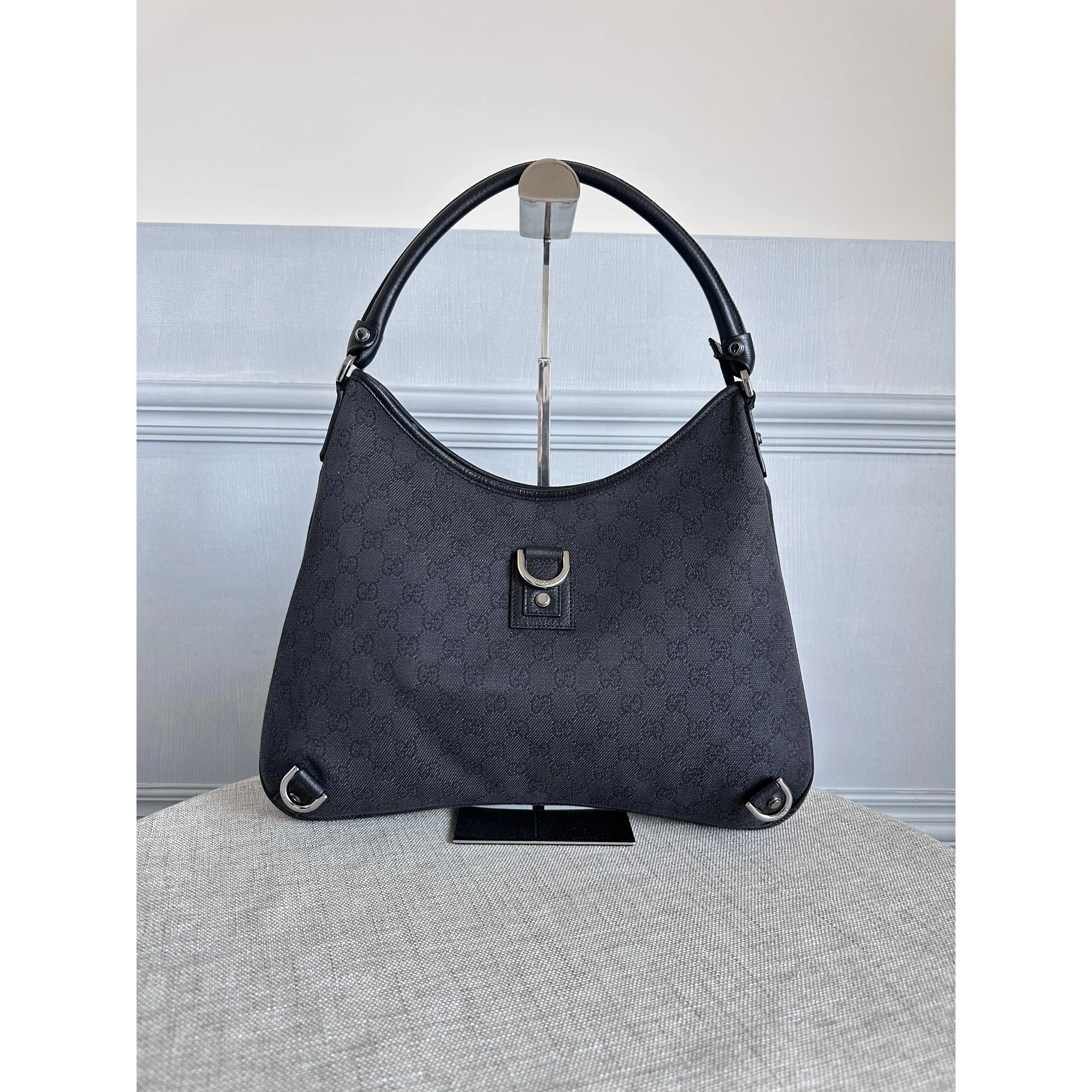 Pre-owned GUCCI Abbey D Ring GG Canvas Hobo Shoulder Bag