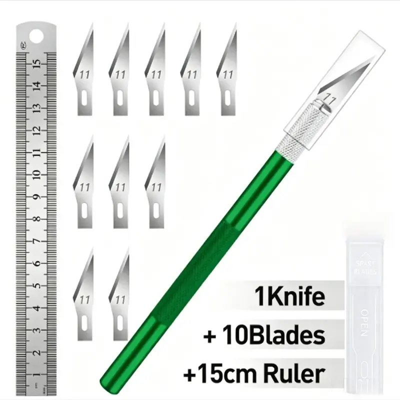 Craft Knife Set with 11 Blades and 1 Ruler Razor, Precision Cutting Tools for DIY Projects, New Hobby Exacto Blades Xacto