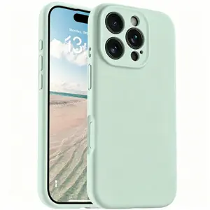 Mint Green Classic Liquid Silicone MagSafe Magnetic Pro Case,Built-In Integrated Camera Control Button,Anti-Scratch Soft Microfiber Lining,Military Shockproof Anti-Drop Full Screen Lens Guard Slim Aesthetic,iPhone12 13 14 15 16 17 Pro Max