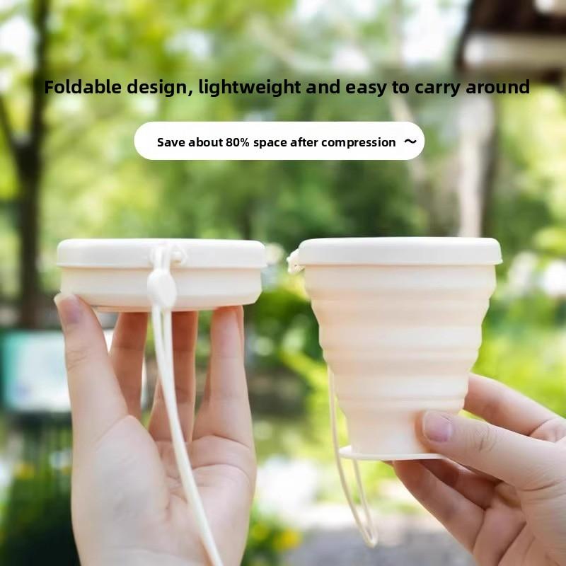 Outdoor portable folding water cup travel mouthwash cup silicone outdoor retractable travel travel portable compressed cup