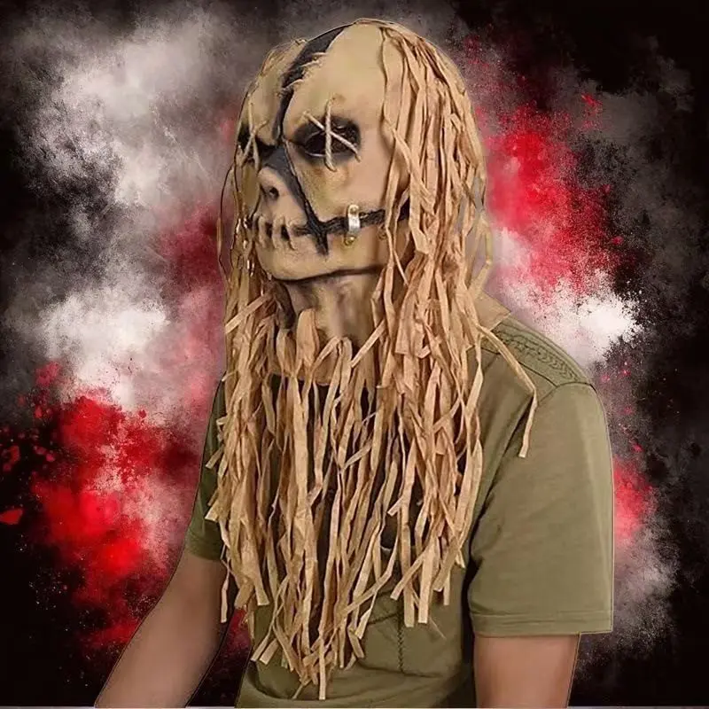 Halloween Strawman Horror Mask, Novelty Scary Party Mask, Halloween Costume Mask, Perfect for Parties and Dance Events