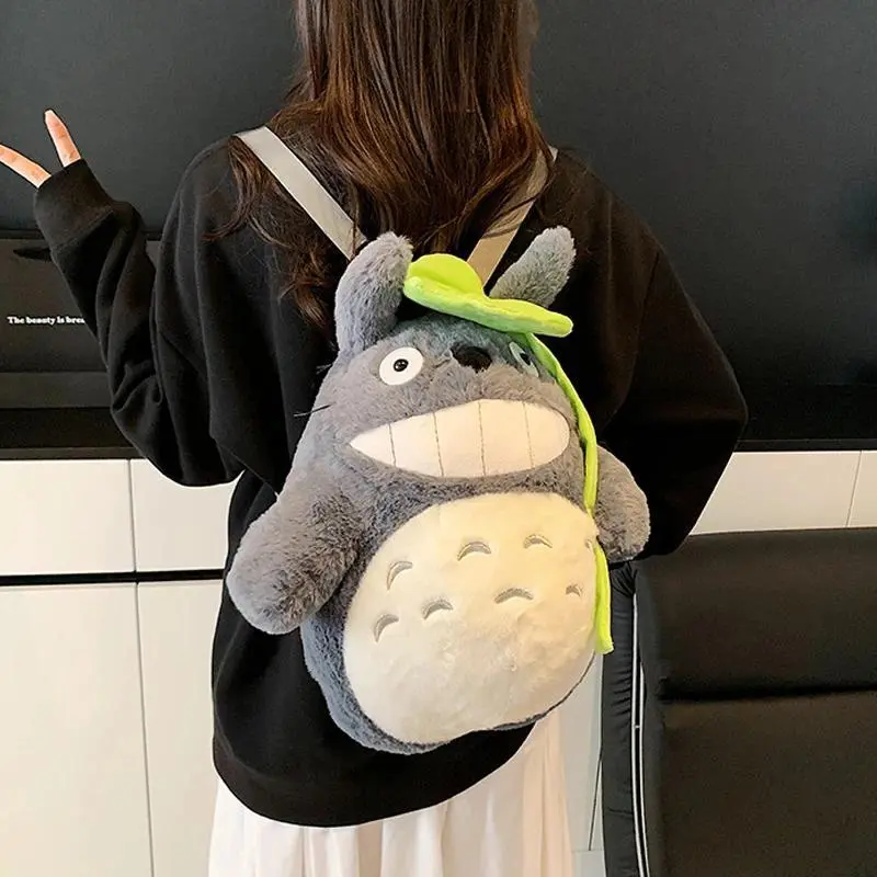 35cm My Neighbor Totoro Plush Toys Knapsack Haunter Plushie Anime Backpack Chinchilla Animal Birthday Gift for Children Xmas Bag