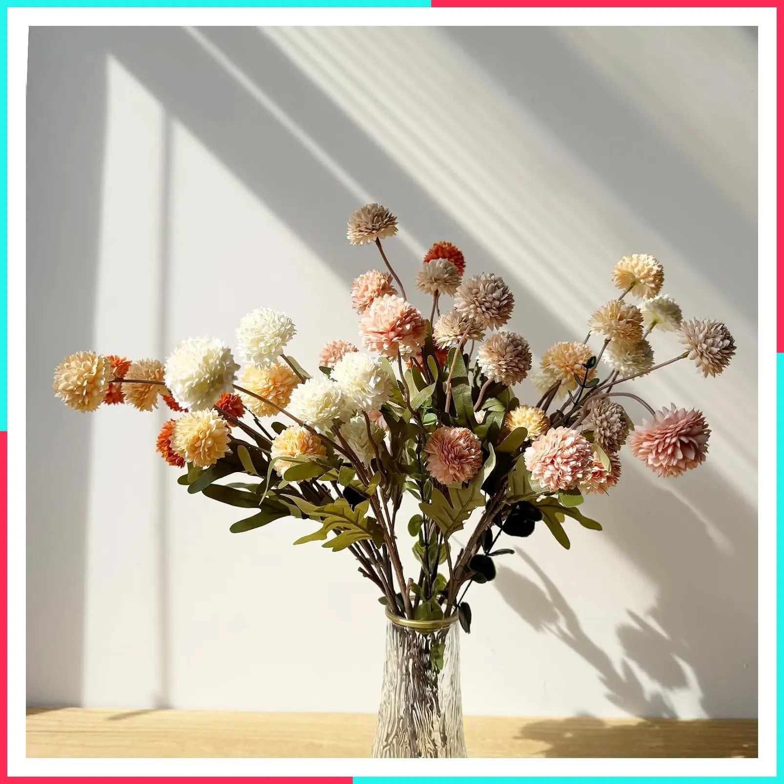 10 Pcs Faux Mixed Color Kiku Chrysanthemum Flowers, 5 Heads Each Stem with 4 Eucalyptus Branches, Artificial Small Mini Flowers for Aesthetic Room Decor, Floral Arrangements Centerpiece