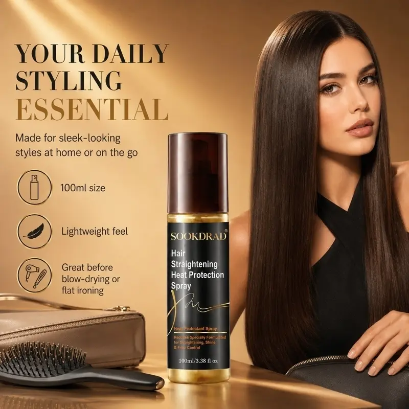Hair Straightening Heat Protection Spray, heat protection, Frizz Control, adds shine, straightening, for hair, Heat Protectant, 100ml/3.38 fl oz